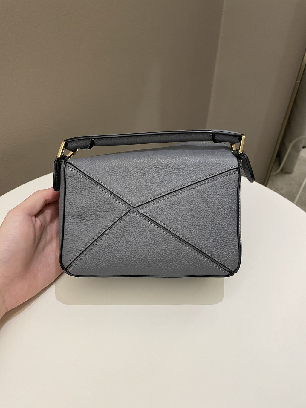 Loewe Mini Puzzle Bag Grey Grainy Calfskin