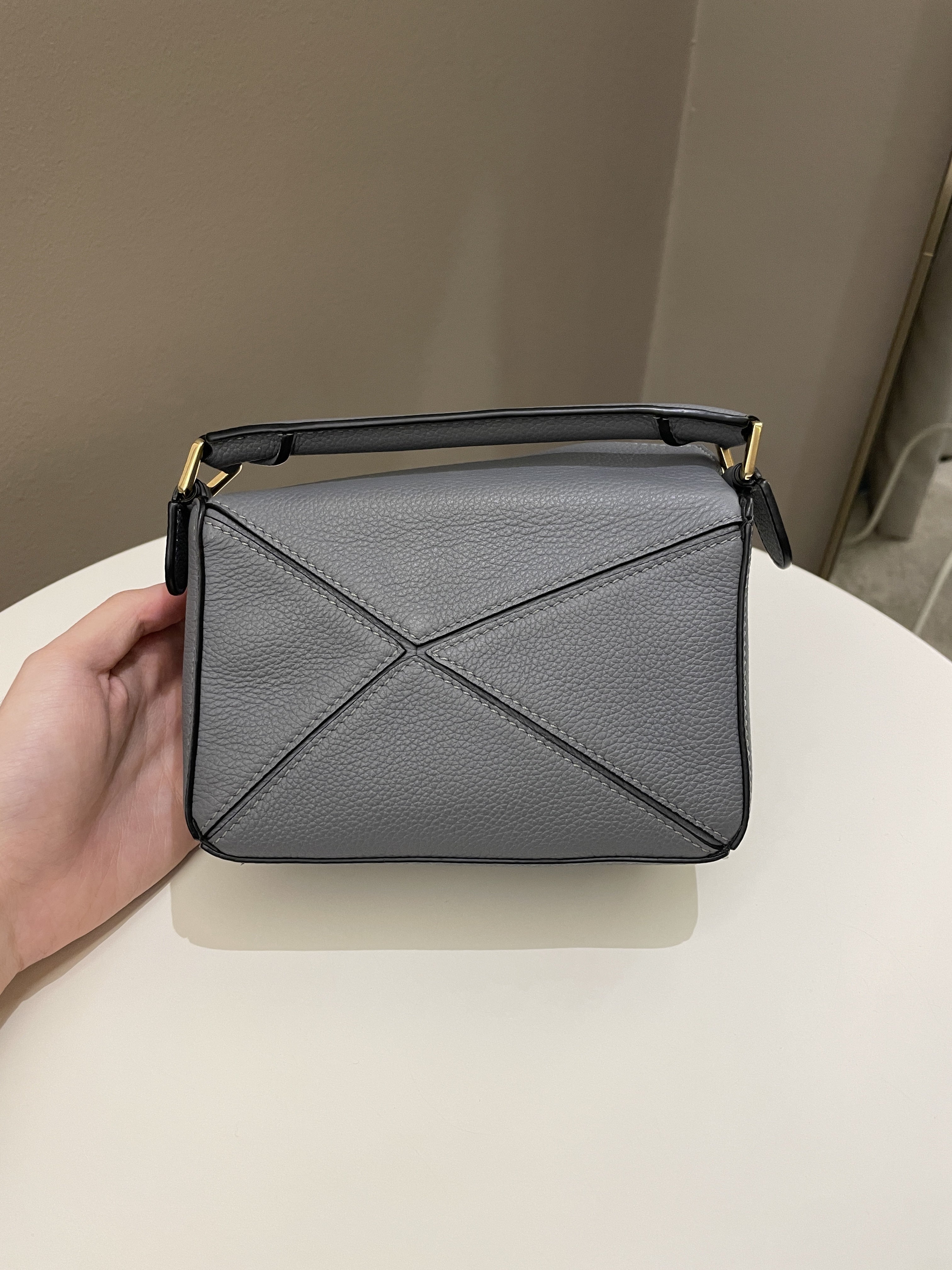 Loewe Mini Puzzle Bag Grey Grainy Calfskin