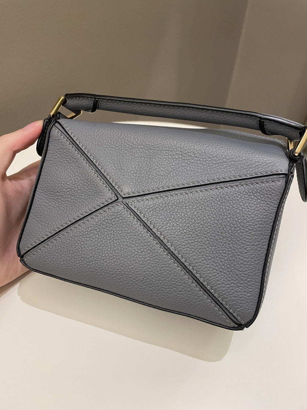 Loewe Mini Puzzle Bag Grey Grainy Calfskin