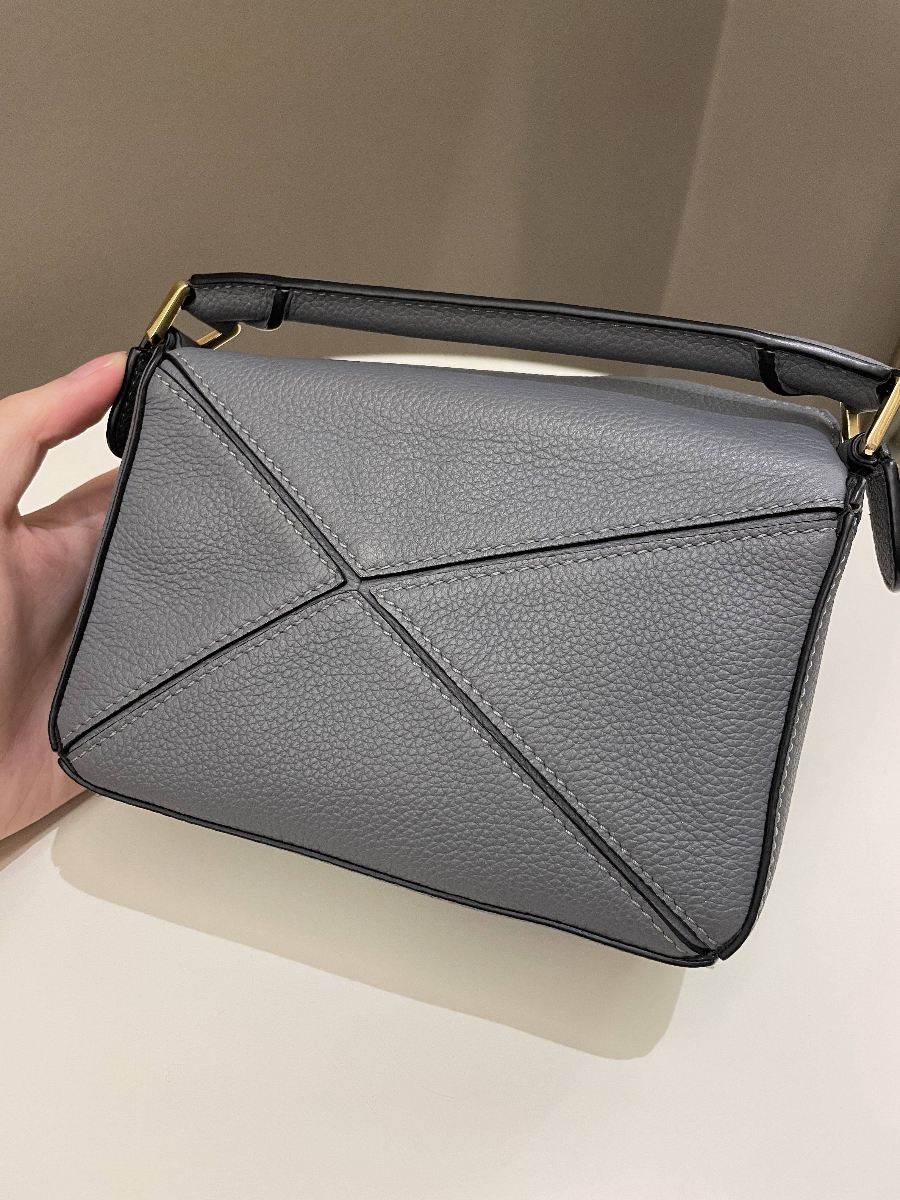 Loewe Mini Puzzle Bag Grey Grainy Calfskin