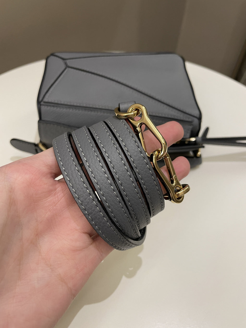 Loewe Mini Puzzle Bag Grey Grainy Calfskin