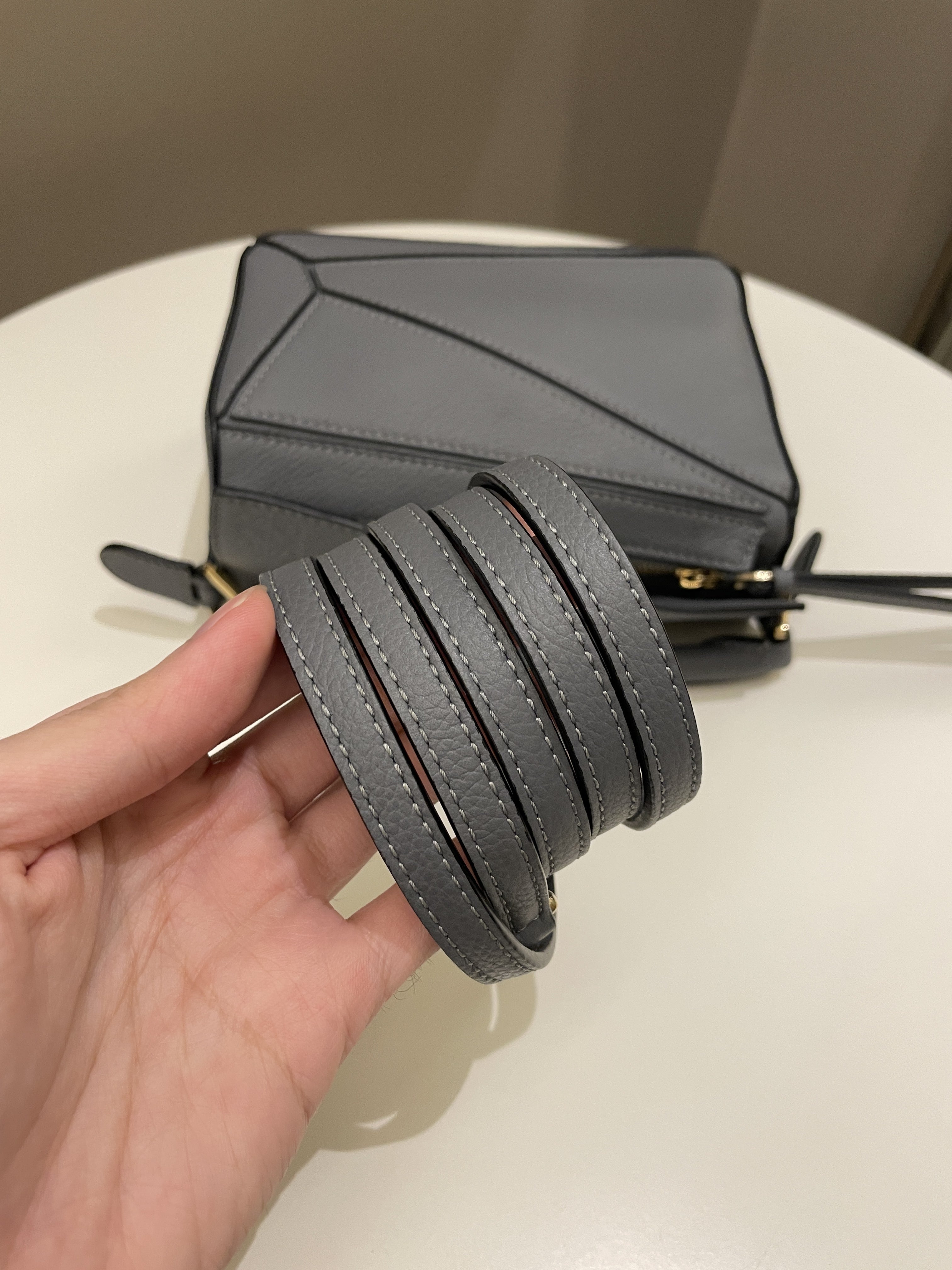 Loewe Mini Puzzle Bag Grey Grainy Calfskin