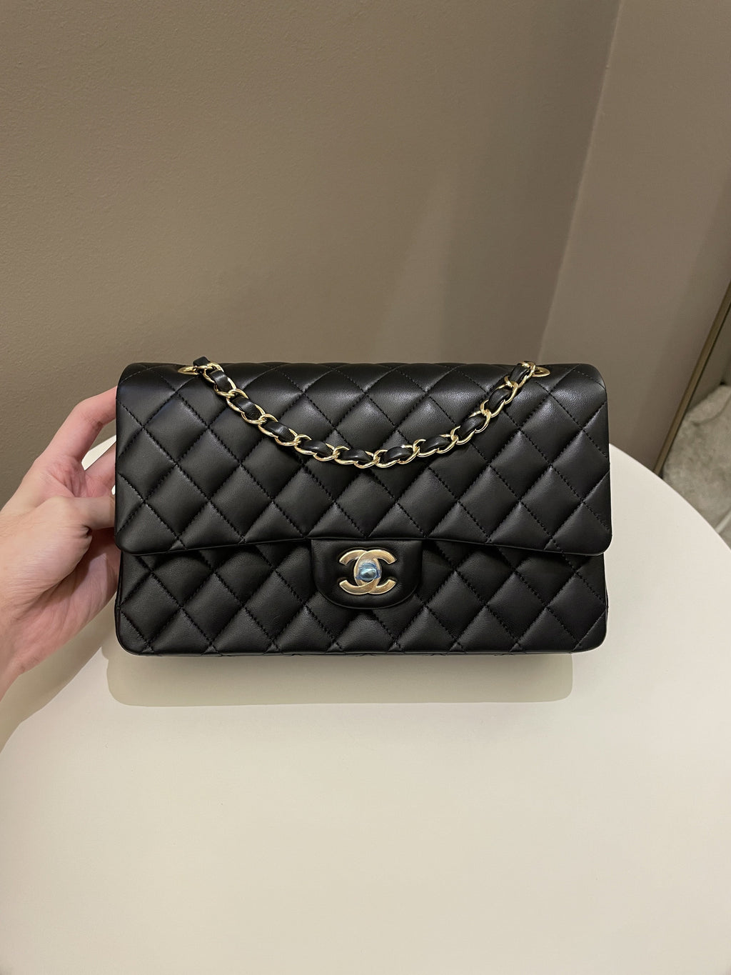 Chanel Classic Quilted Medium Double Flap Black Lambskin