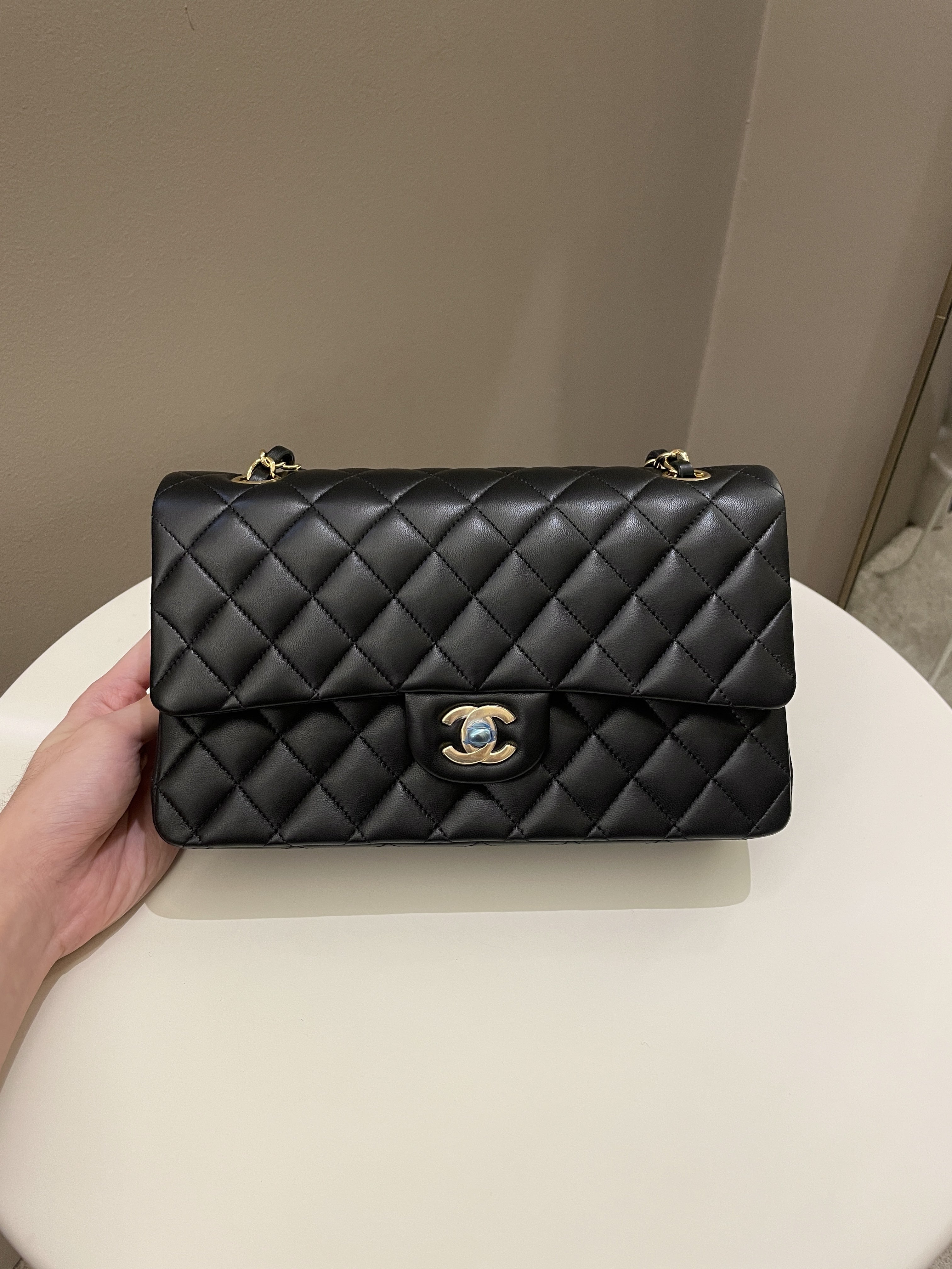 Chanel Classic Quilted Medium Double Flap Black Lambskin