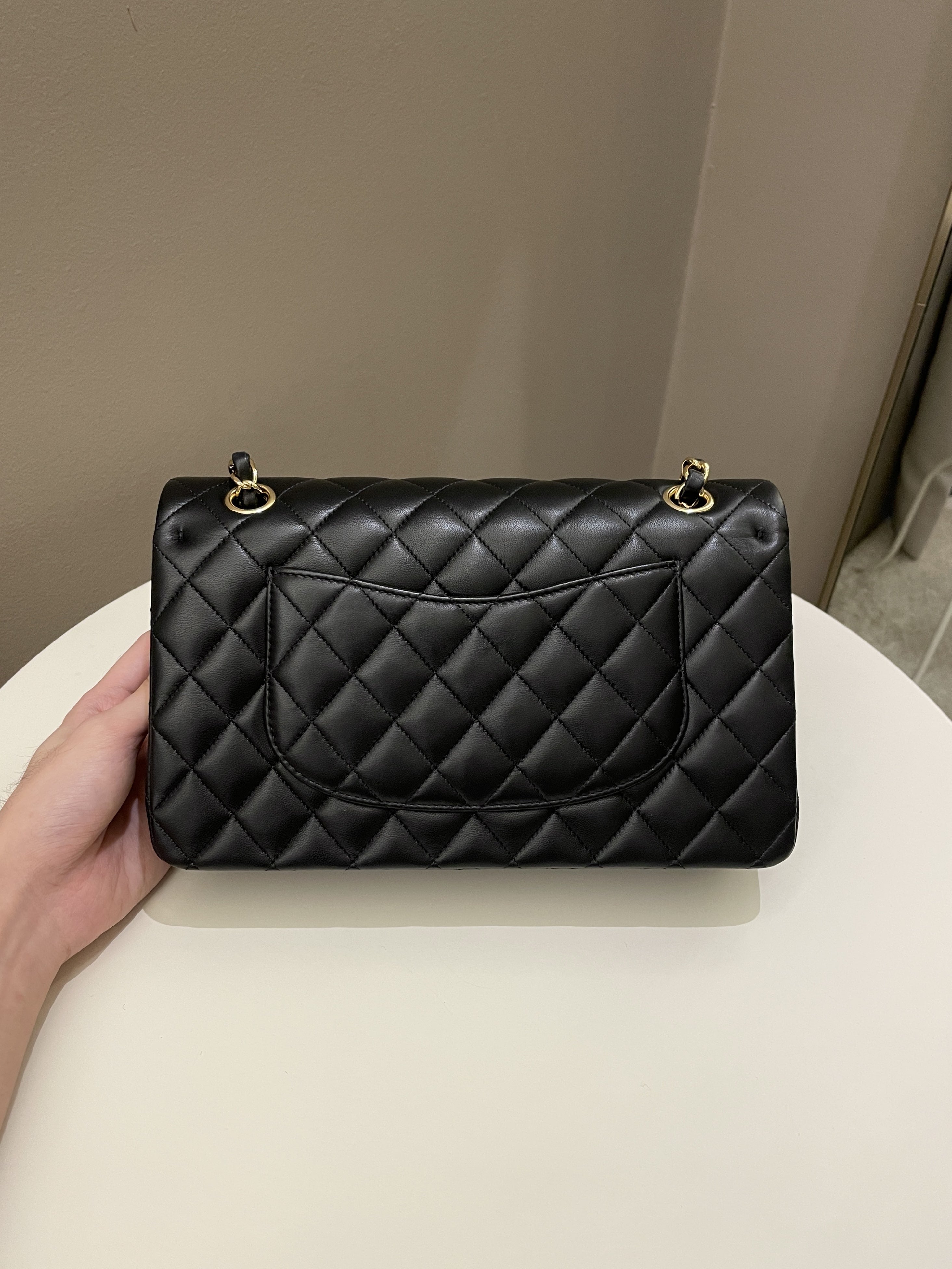 Chanel Classic Quilted Medium Double Flap Black Lambskin