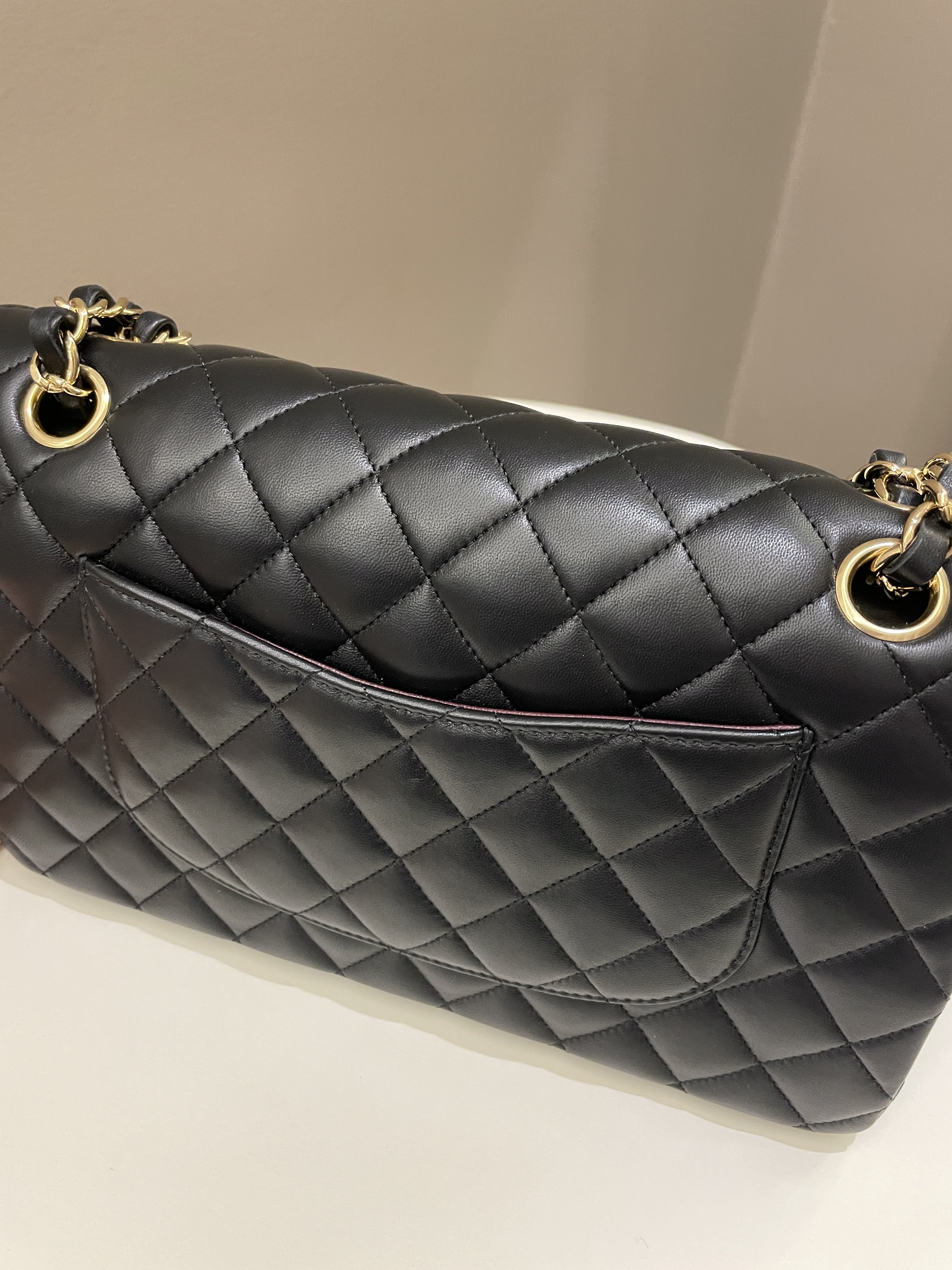 Chanel Classic Quilted Medium Double Flap Black Lambskin