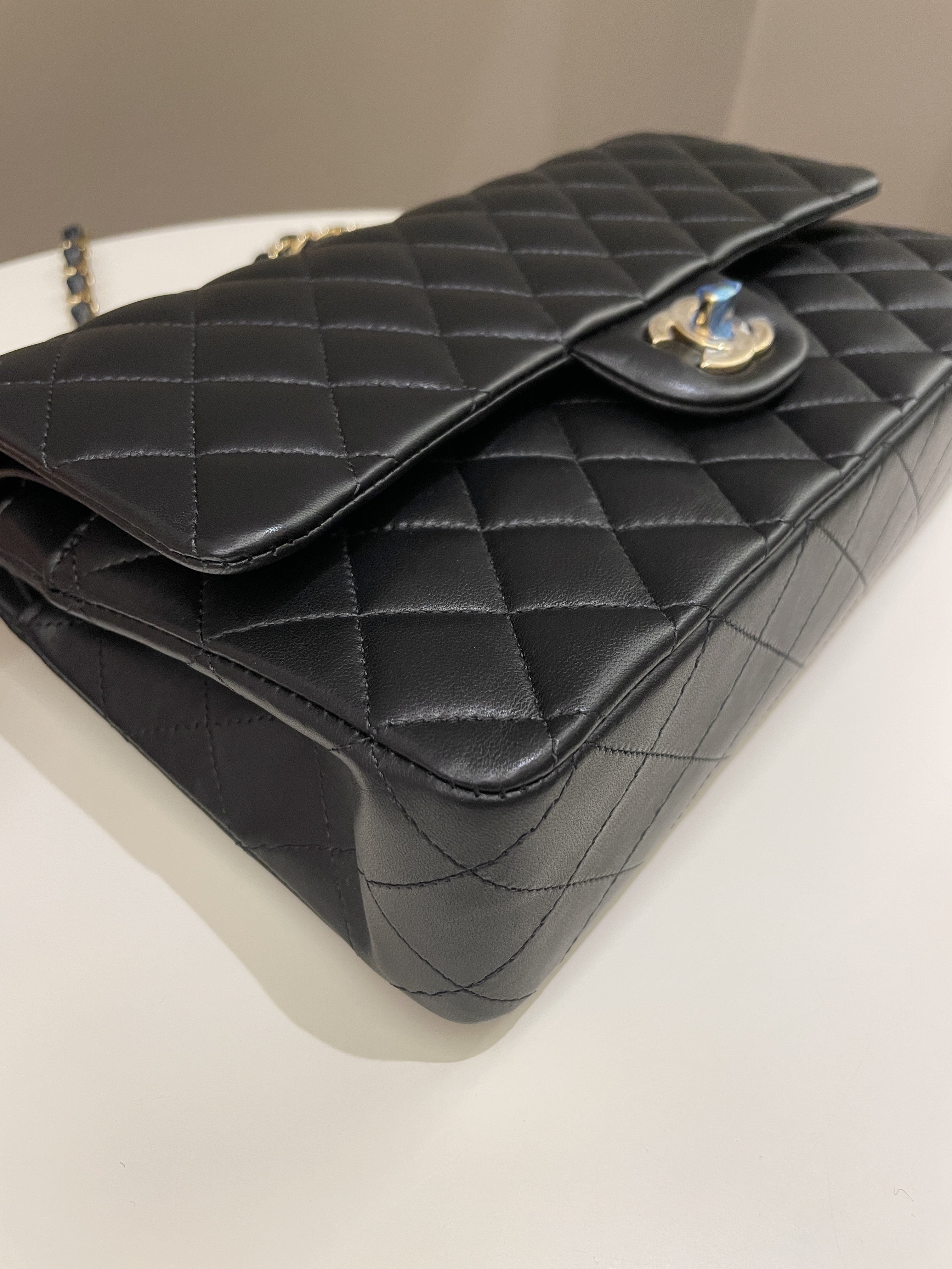 Chanel Classic Quilted Medium Double Flap Black Lambskin