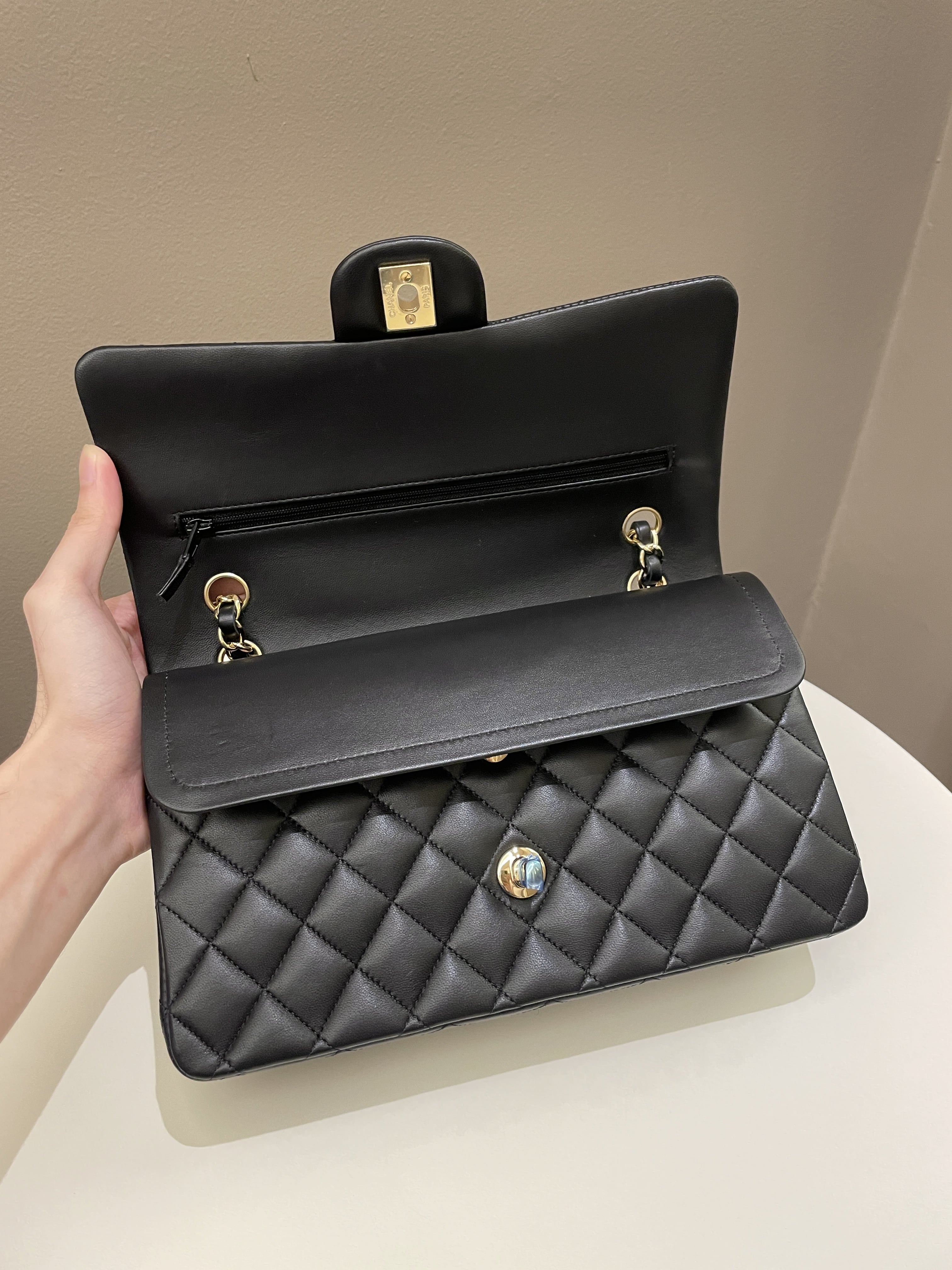 Chanel Classic Quilted Medium Double Flap Black Lambskin