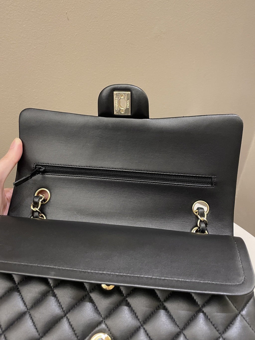 Chanel Classic Quilted Medium Double Flap Black Lambskin