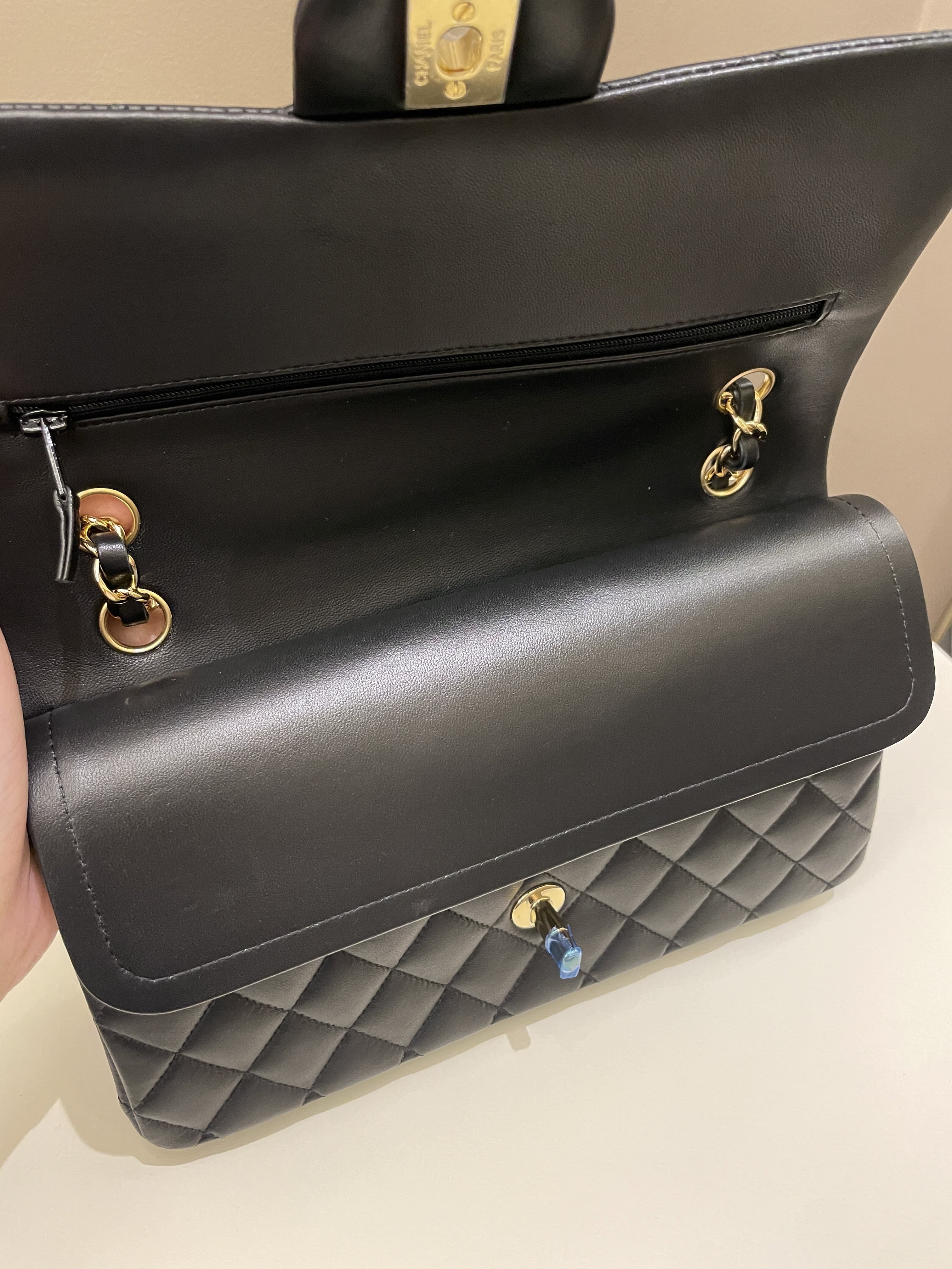 Chanel Classic Quilted Medium Double Flap Black Lambskin