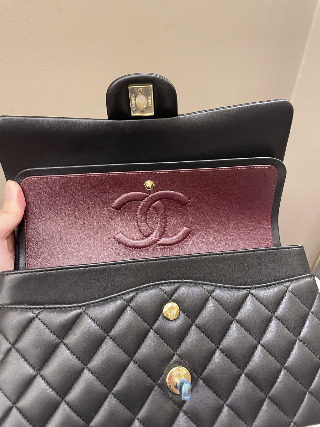 Chanel Classic Quilted Medium Double Flap Black Lambskin