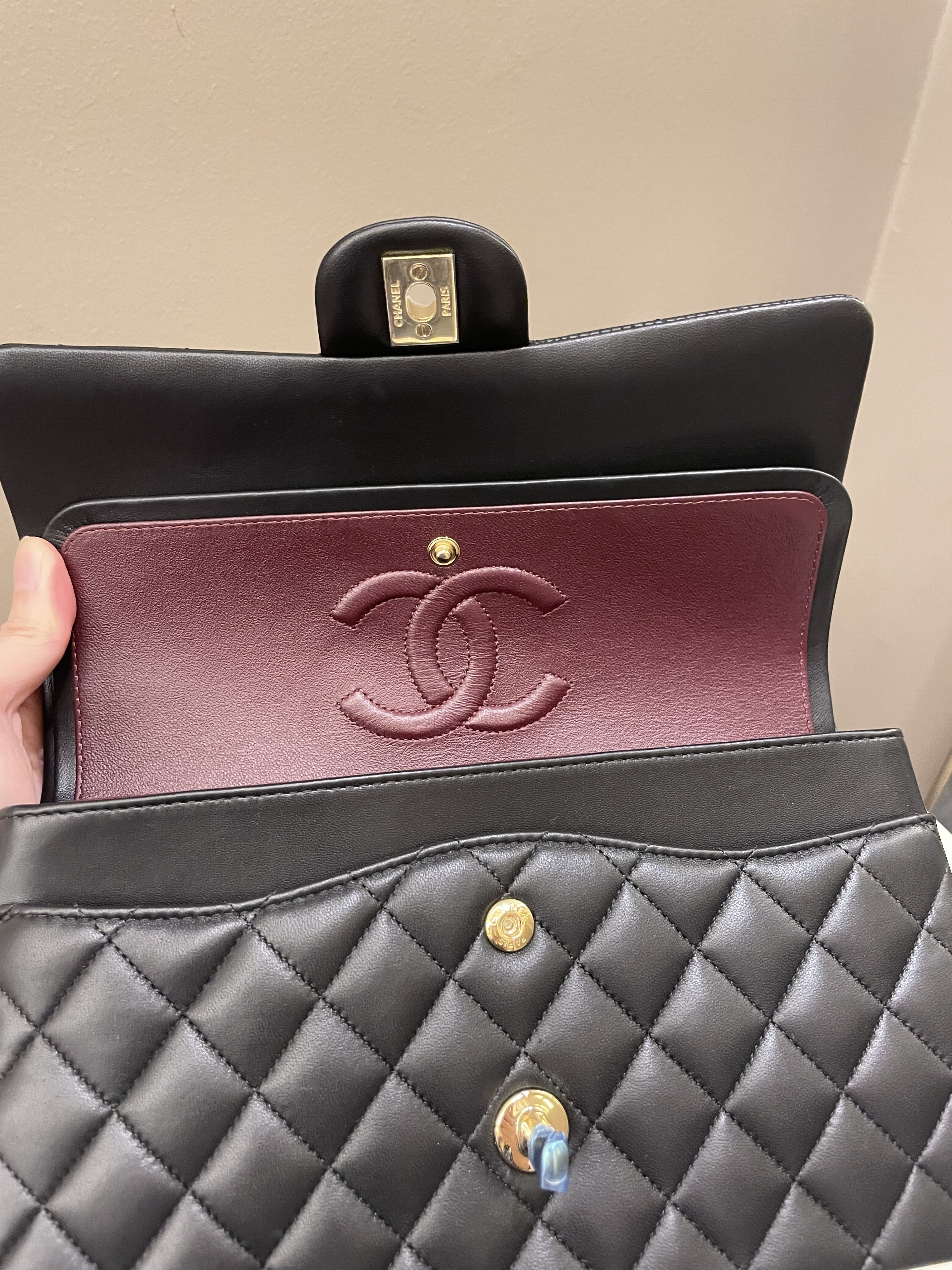 Chanel Classic Quilted Medium Double Flap Black Lambskin