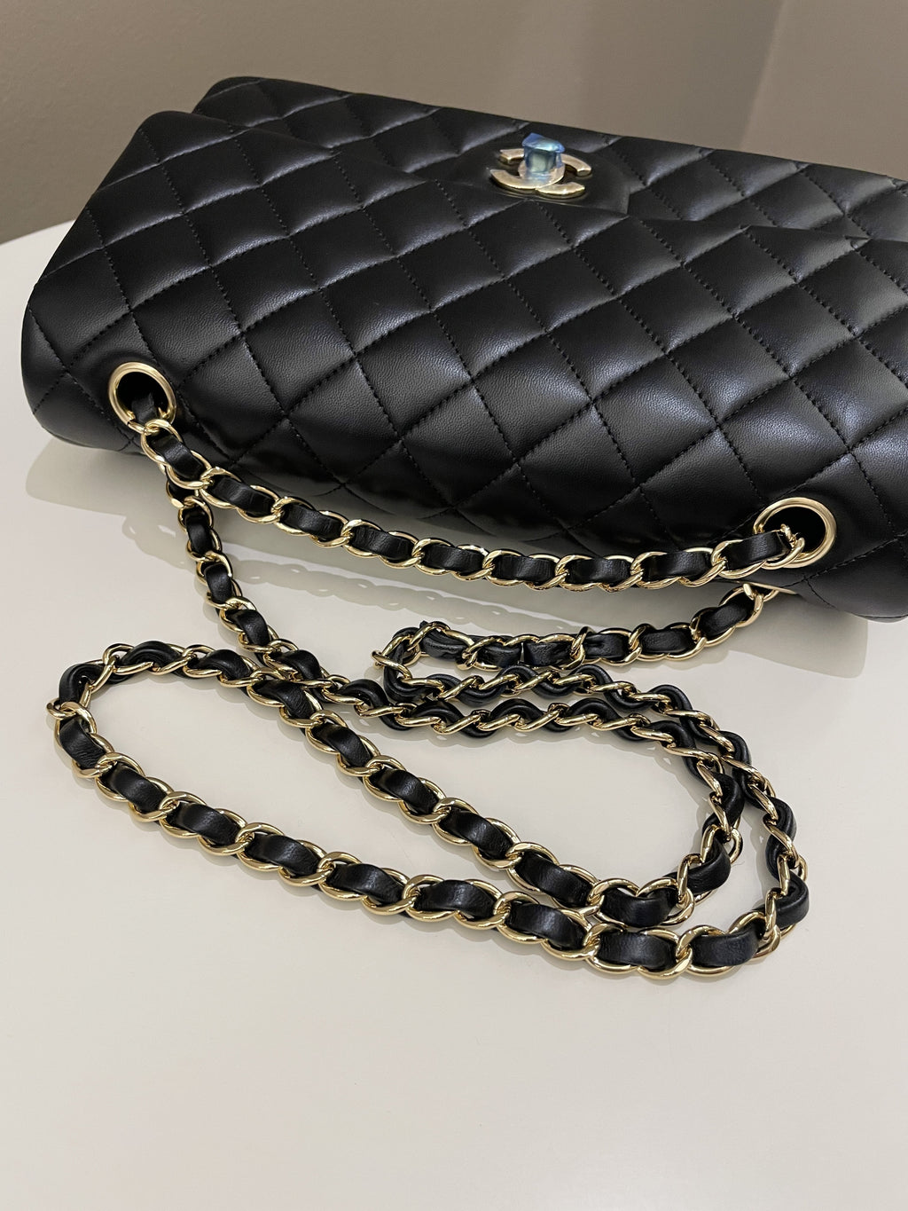 Chanel Classic Quilted Medium Double Flap Black Lambskin
