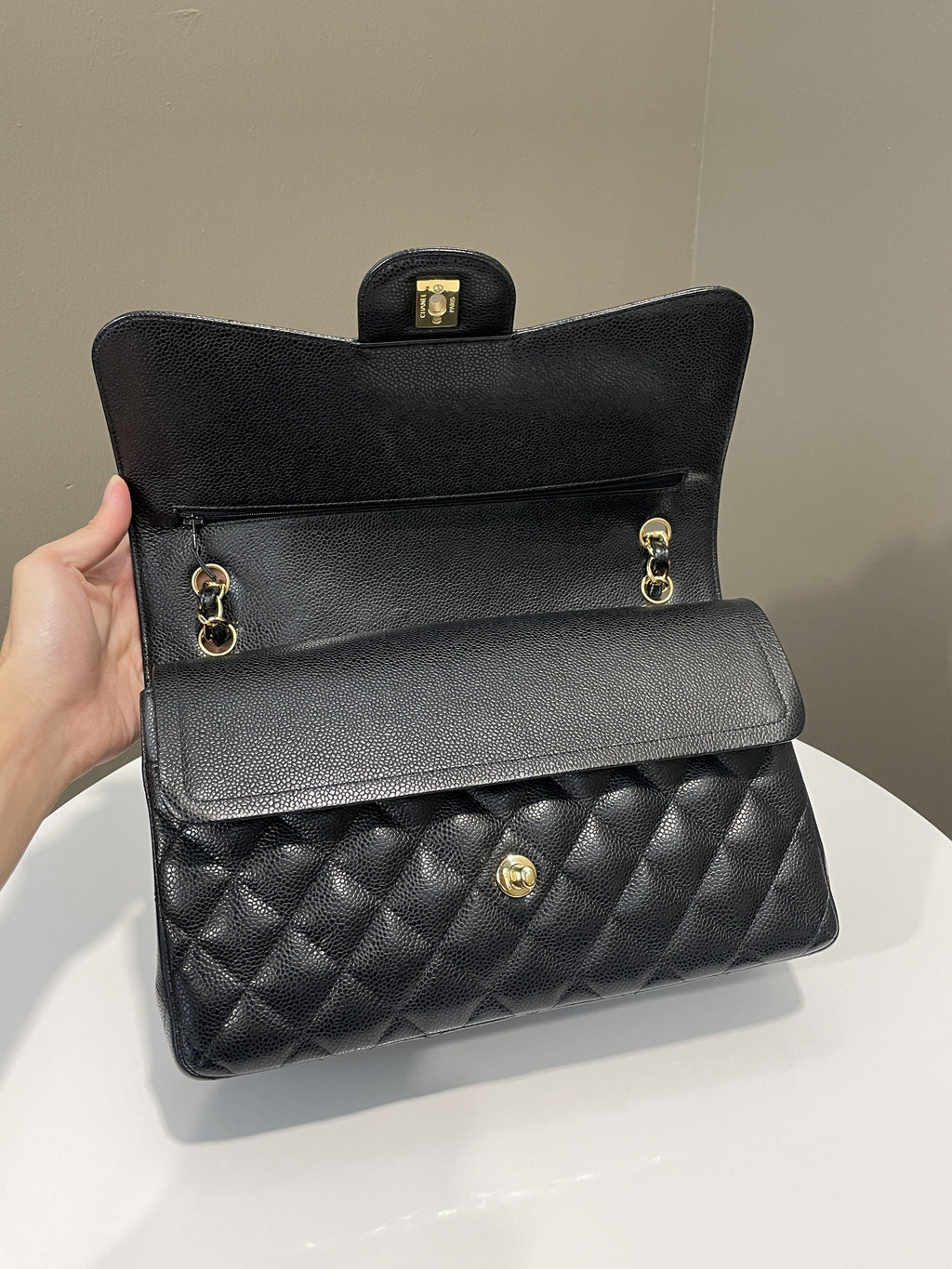 Chanel Classic Quilted Jumbo Double Flap Black Caviar