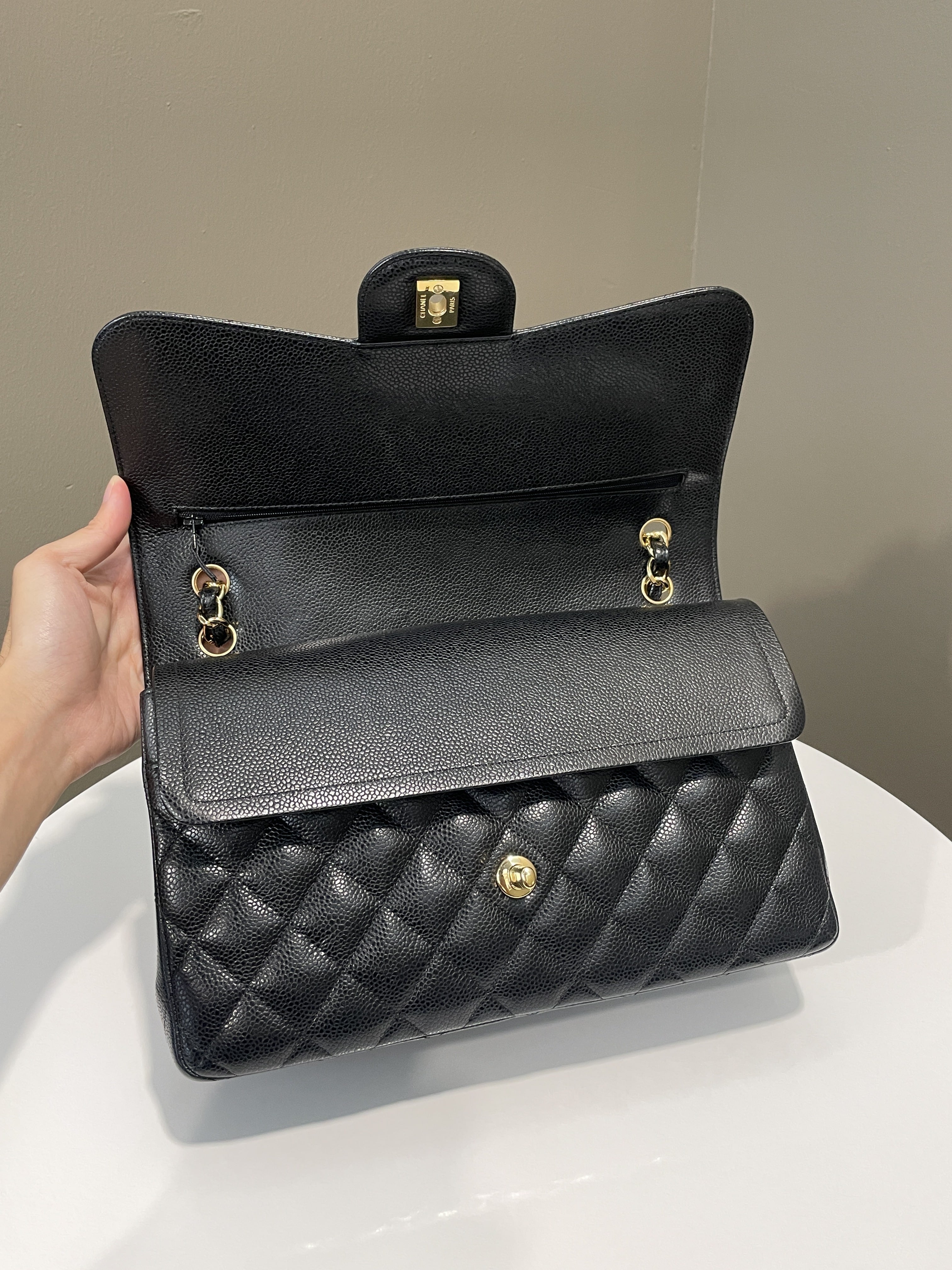 Chanel Classic Quilted Jumbo Double Flap Black Caviar