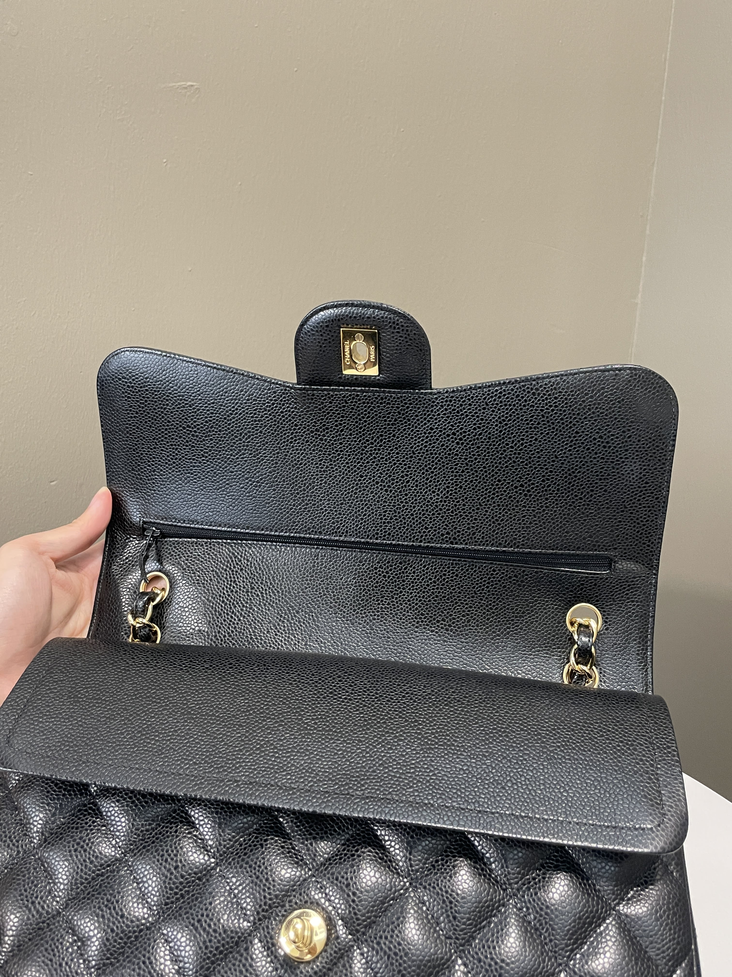 Chanel Classic Quilted Jumbo Double Flap Black Caviar