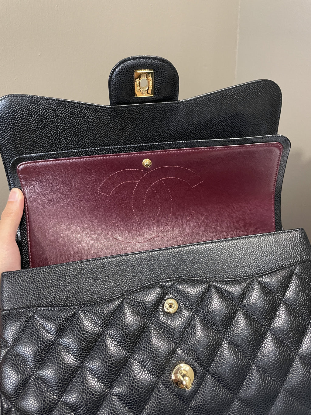 Chanel Classic Quilted Jumbo Double Flap Black Caviar