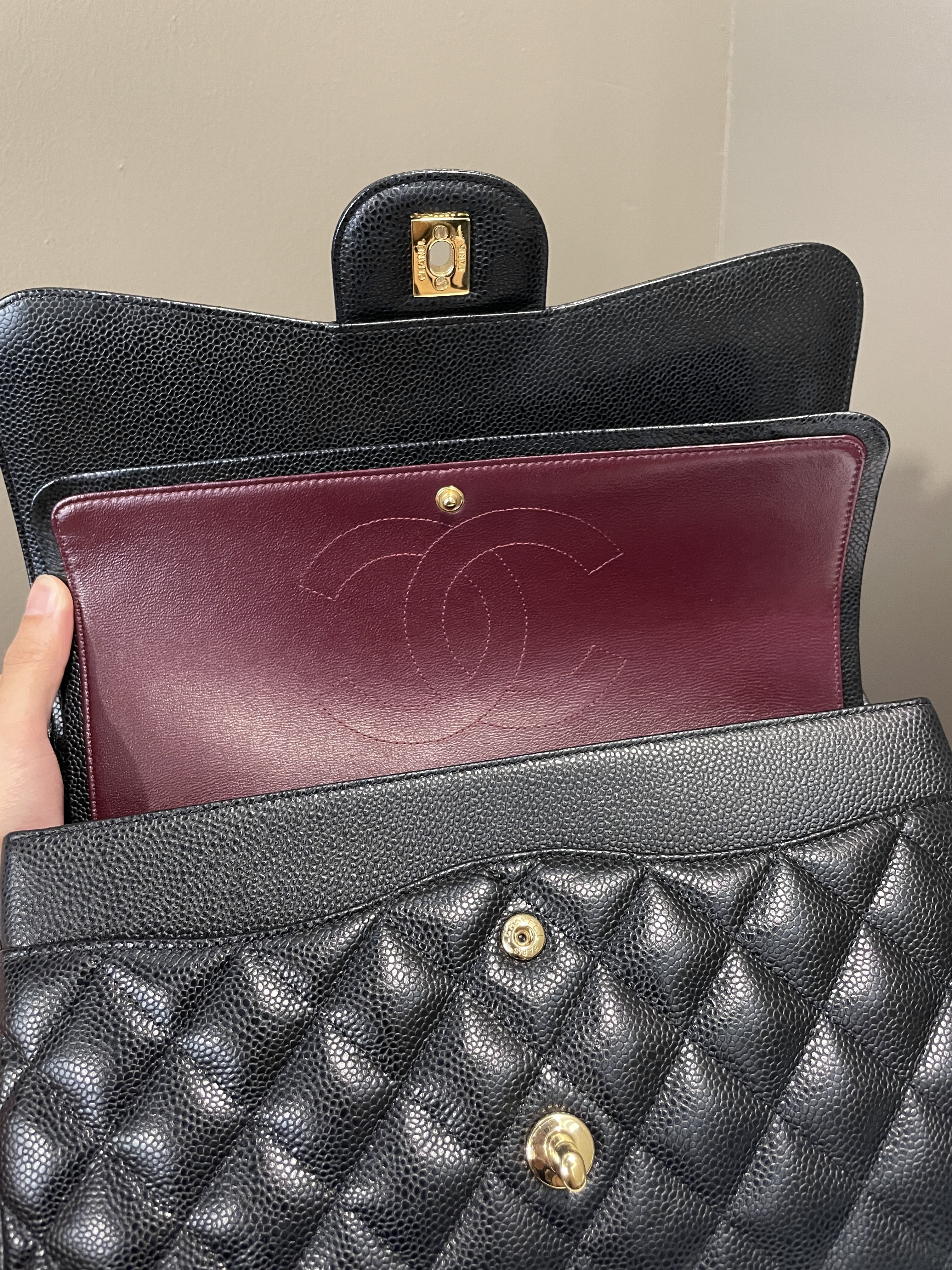 Chanel Classic Quilted Jumbo Double Flap Black Caviar