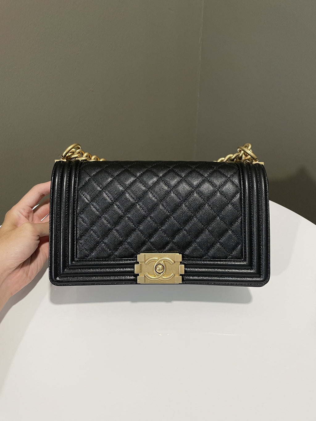 Chanel Quilted Boy Old Medium Black Caviar
