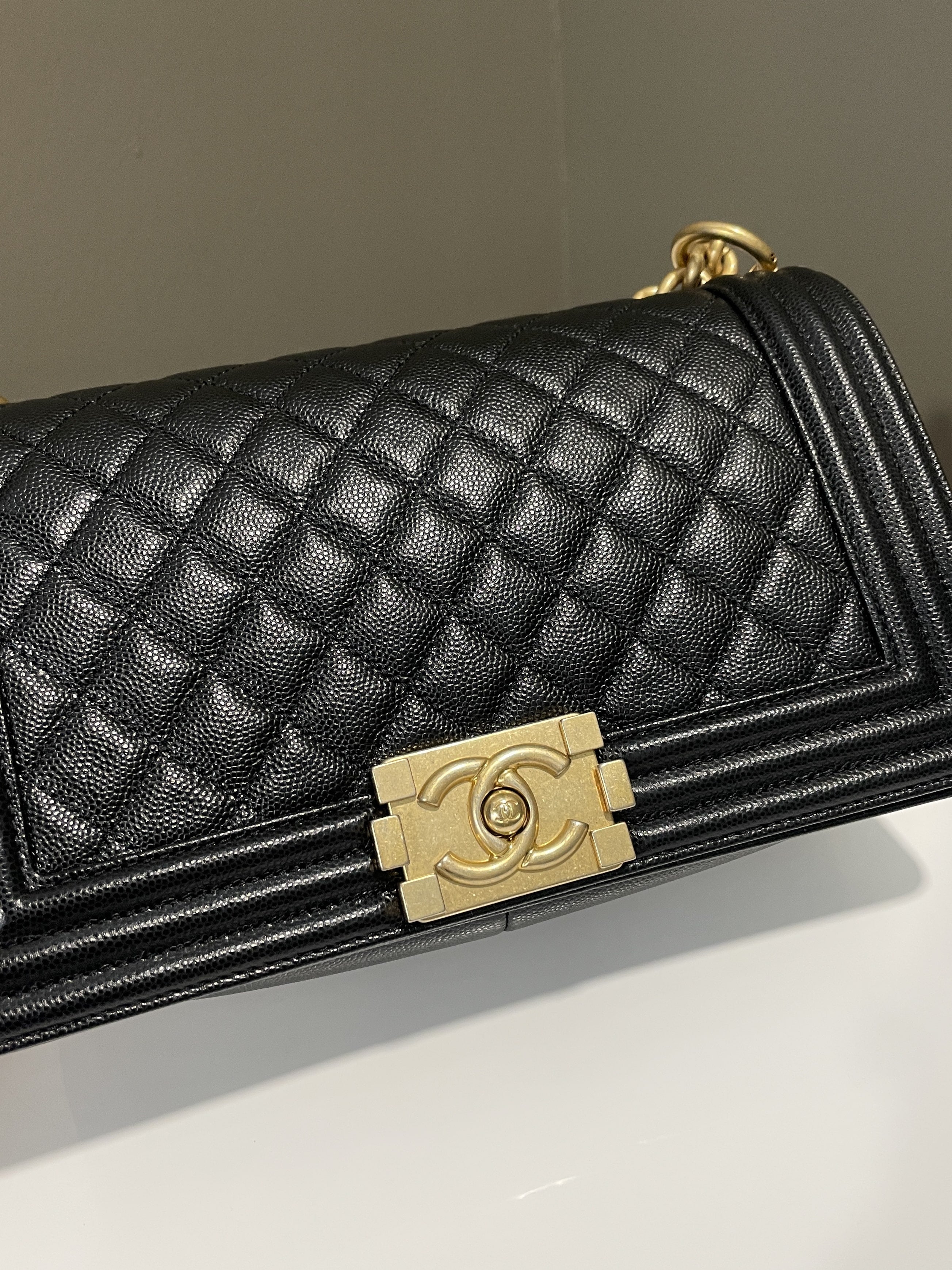 Chanel Quilted Boy Old Medium Black Caviar