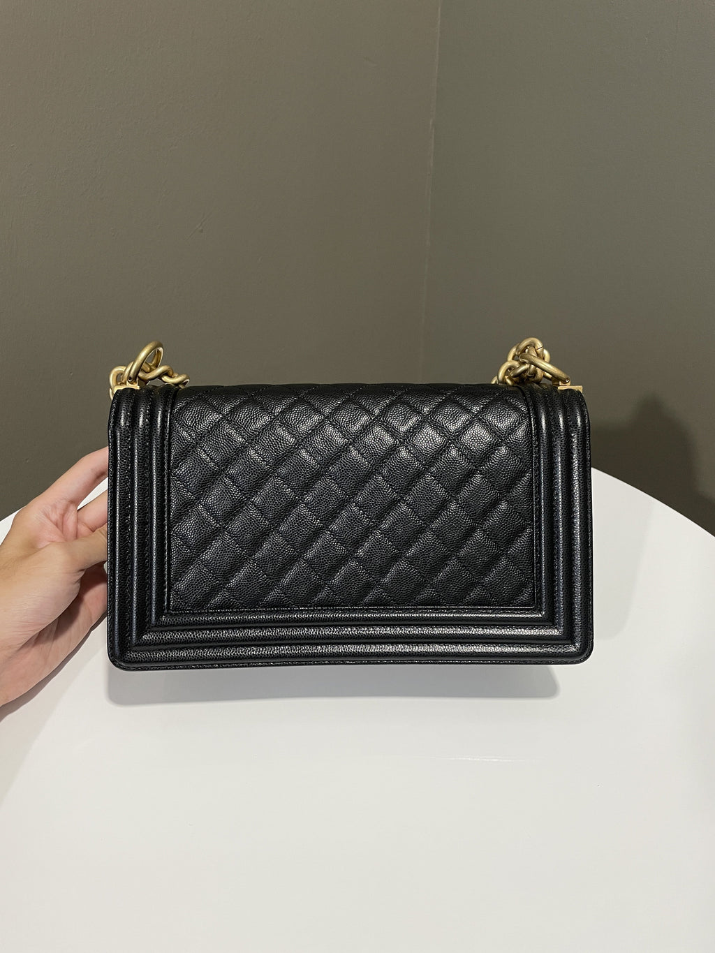 Chanel Quilted Boy Old Medium Black Caviar