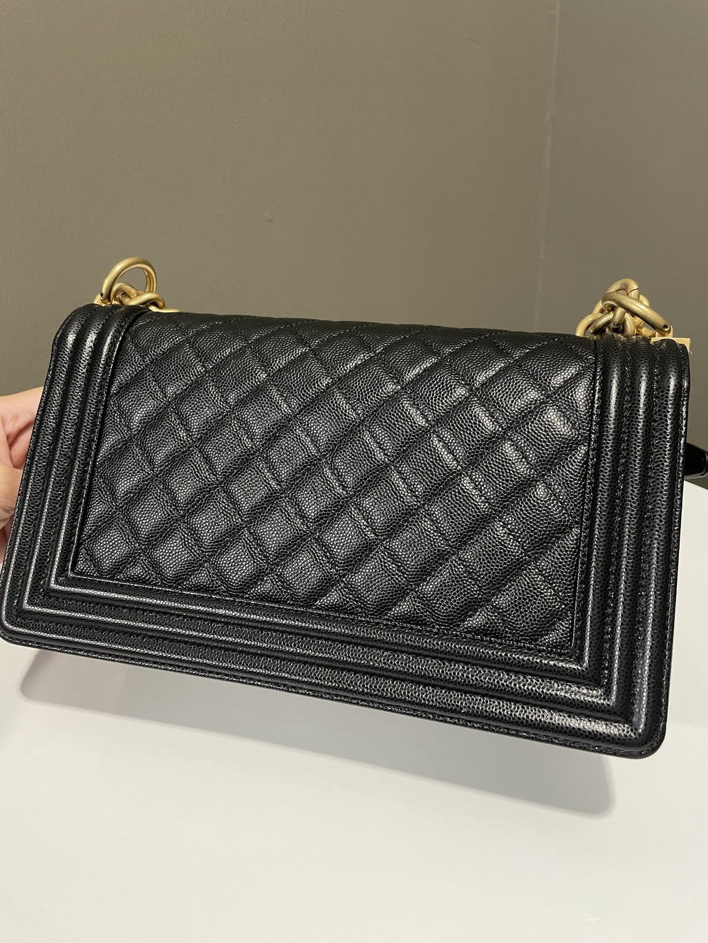 Chanel Quilted Boy Old Medium Black Caviar