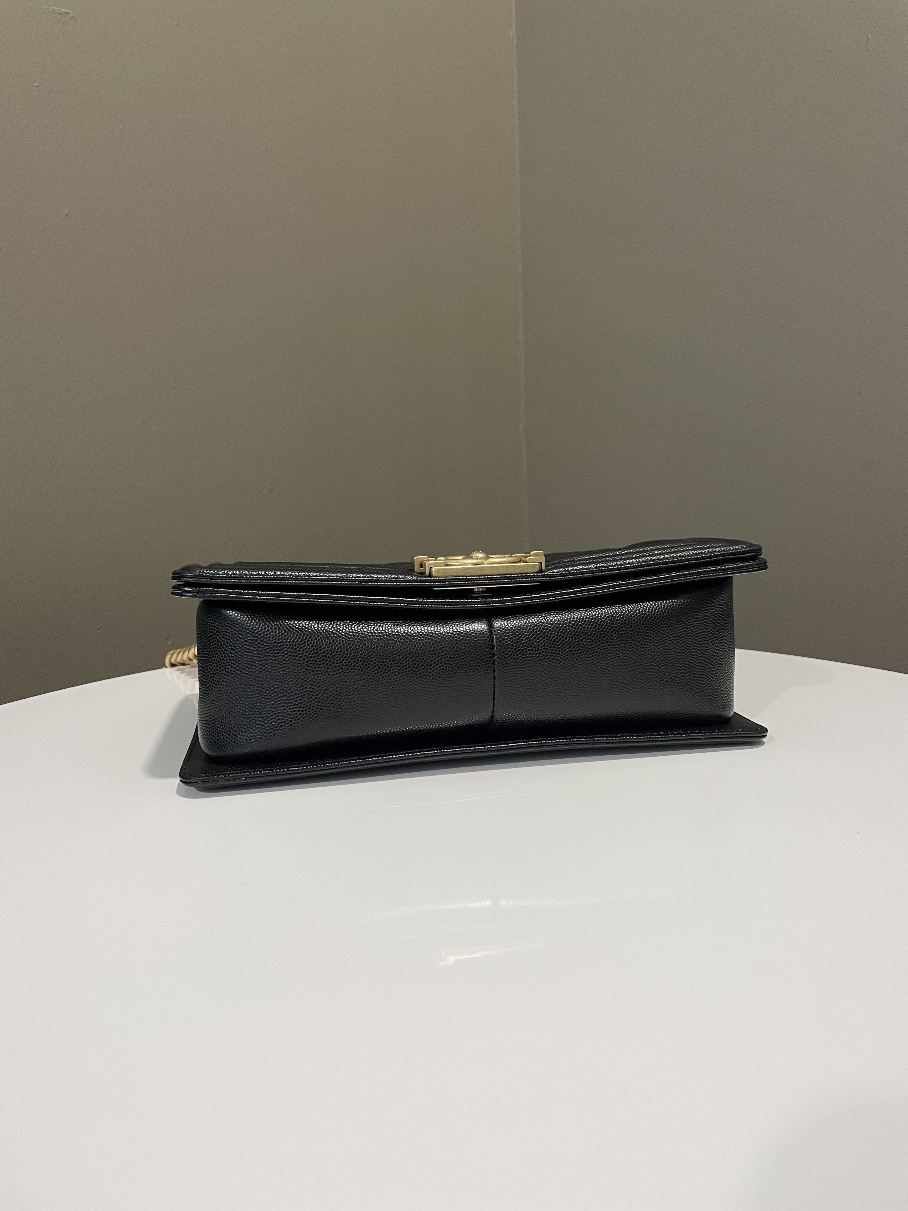 Chanel Quilted Boy Old Medium Black Caviar