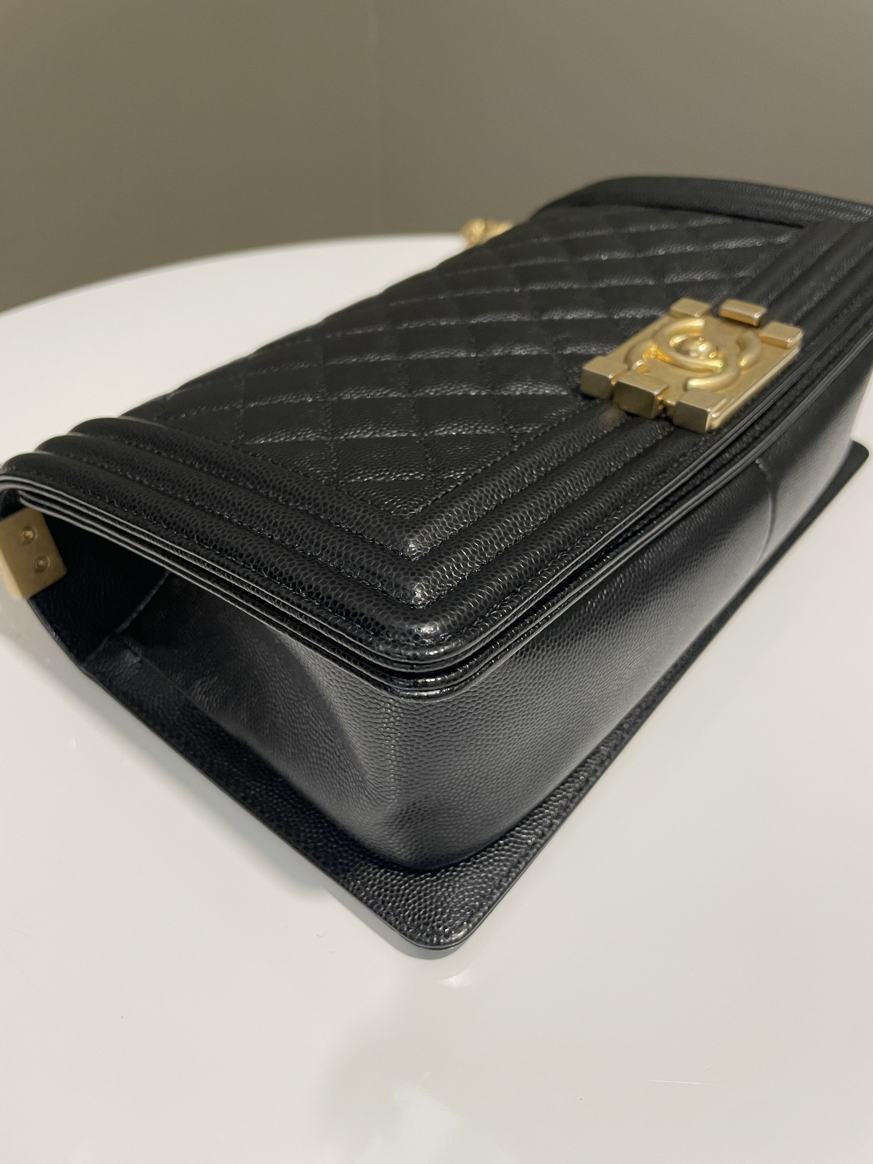 Chanel Quilted Boy Old Medium Black Caviar