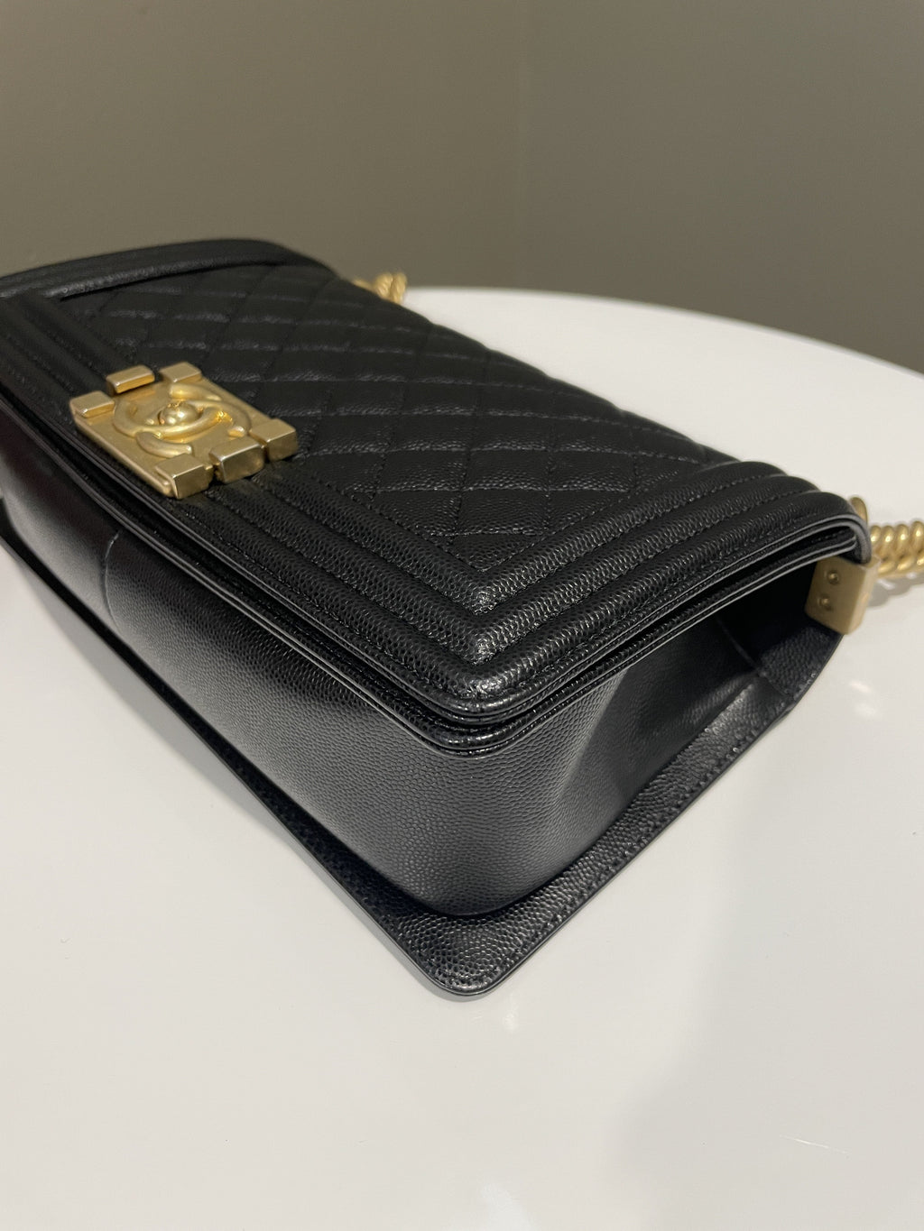 Chanel Quilted Boy Old Medium Black Caviar