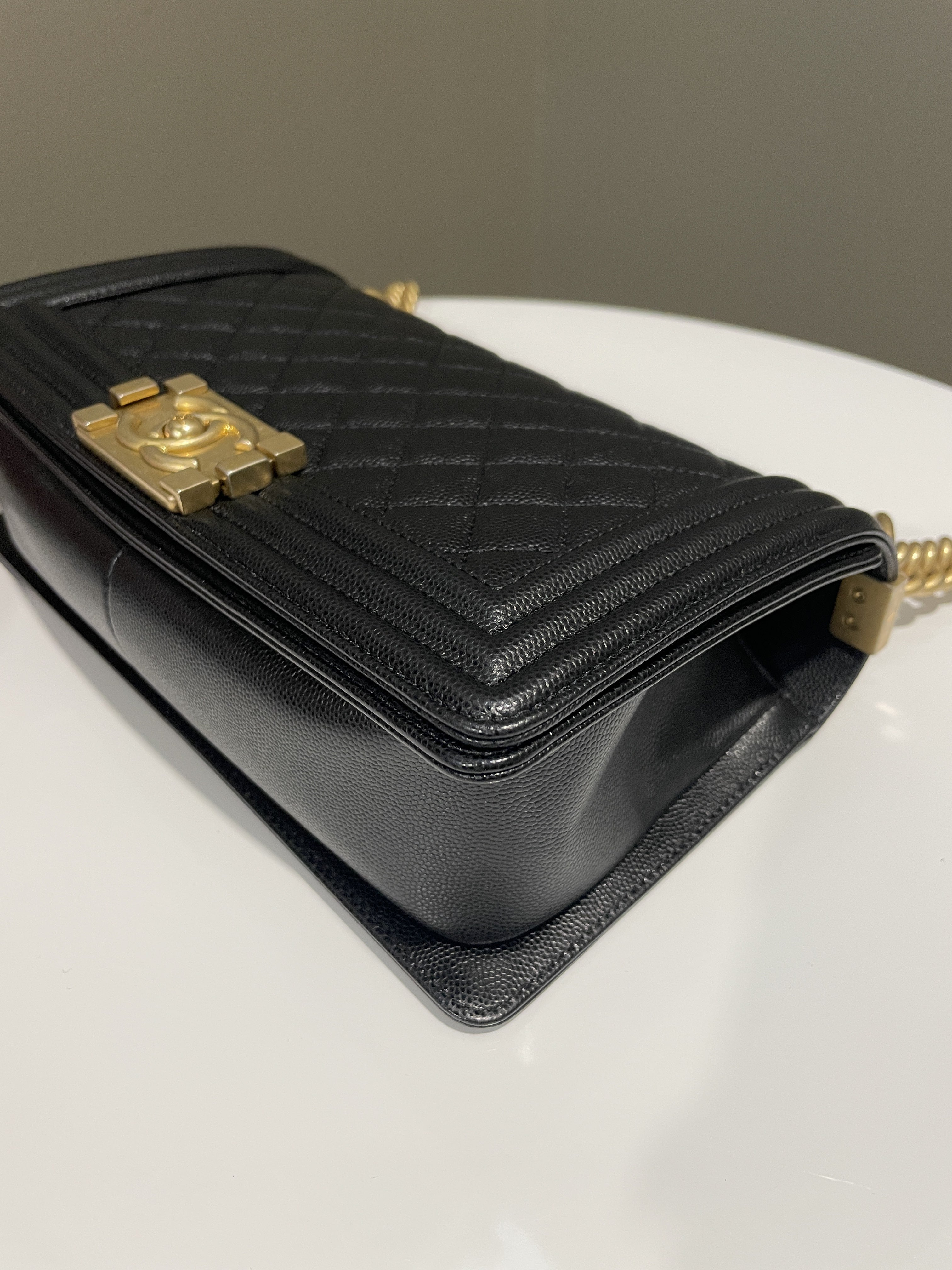 Chanel Quilted Boy Old Medium Black Caviar