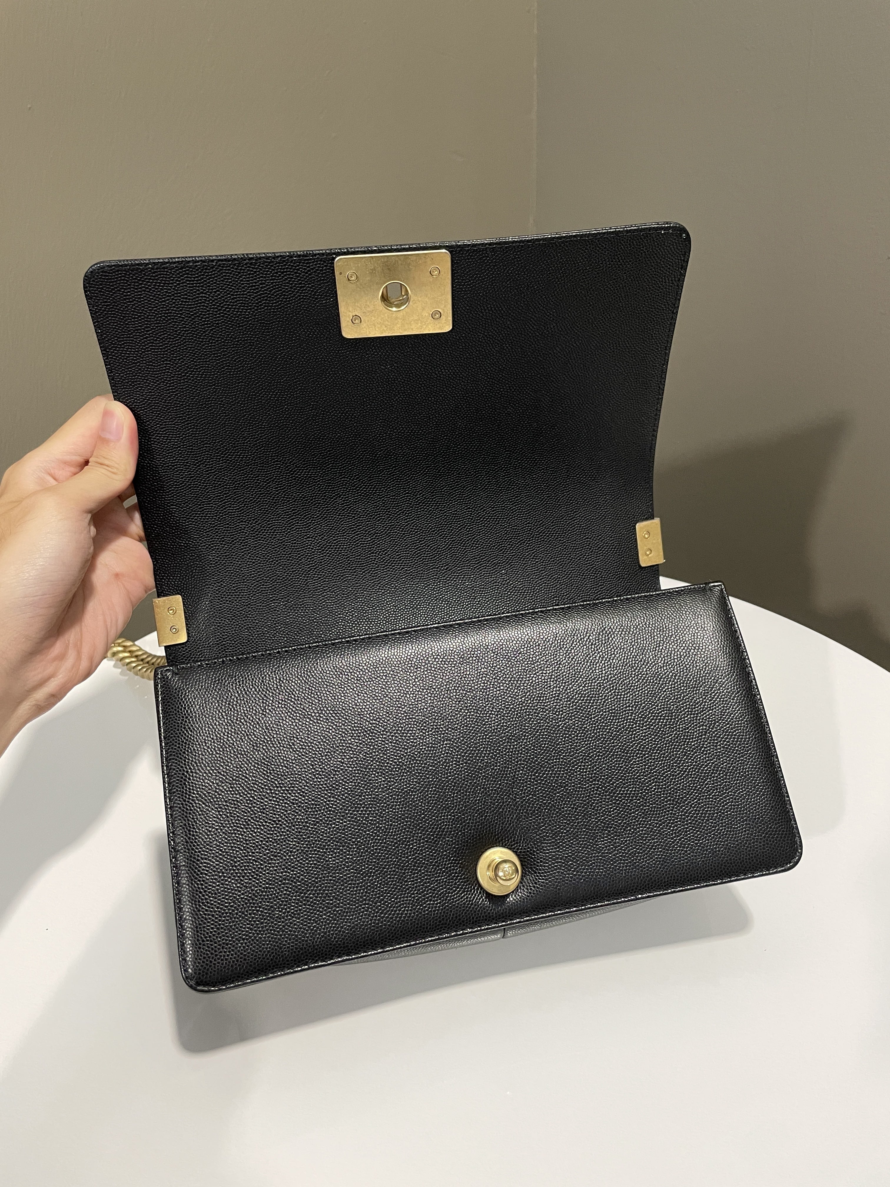 Chanel Quilted Boy Old Medium Black Caviar