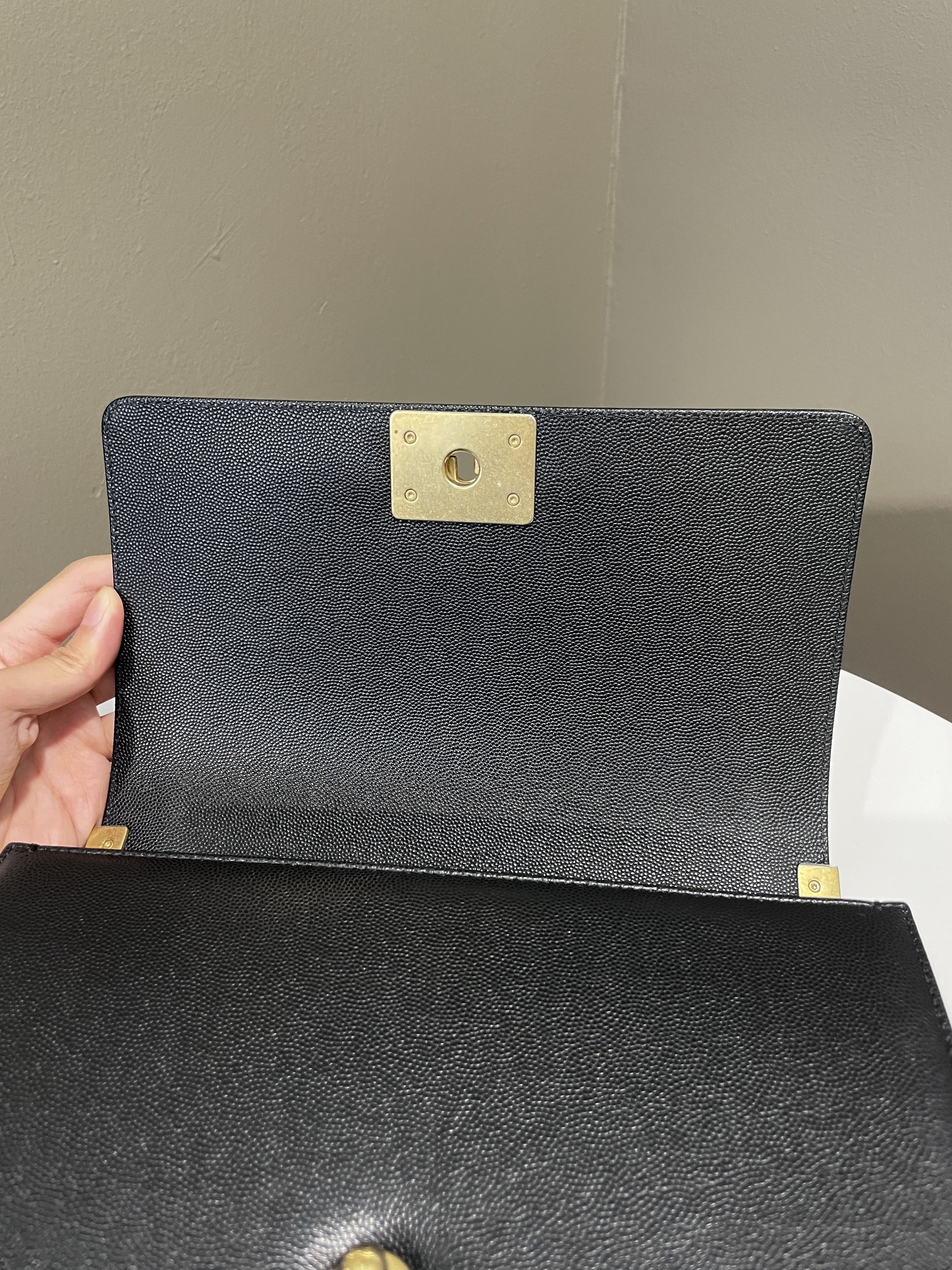 Chanel Quilted Boy Old Medium Black Caviar