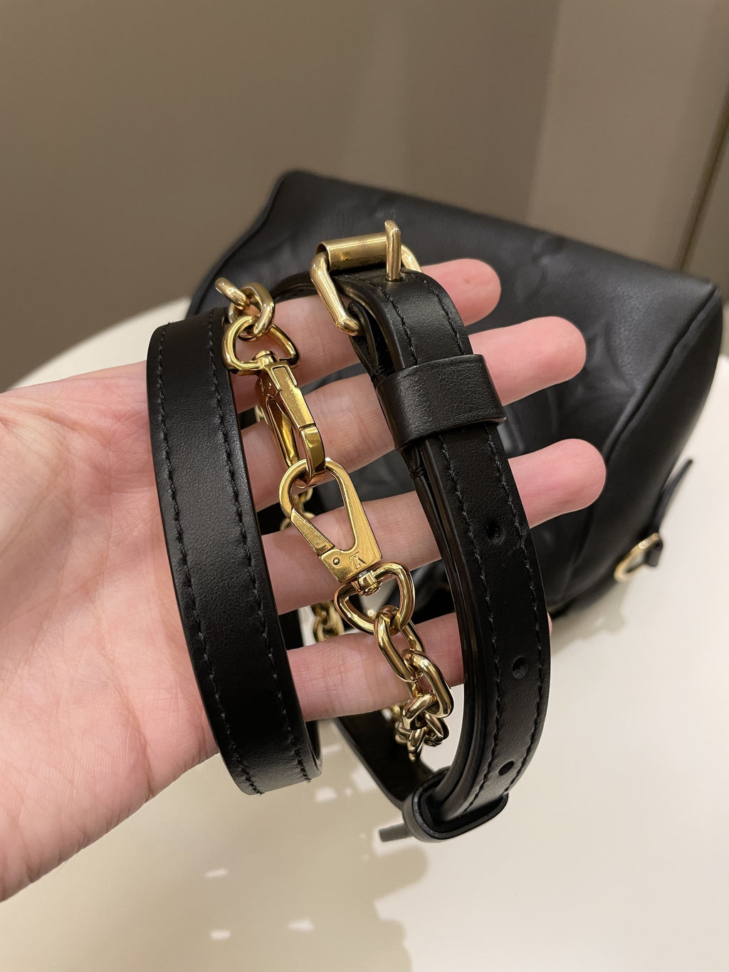 Louis Vuitton Speedy BandouliÃƒÆ’Ã‚Â¨re 20 Black Monogram Empreinte Leather