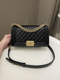 Chanel Quilted Boy Old Medium Black Caviar
