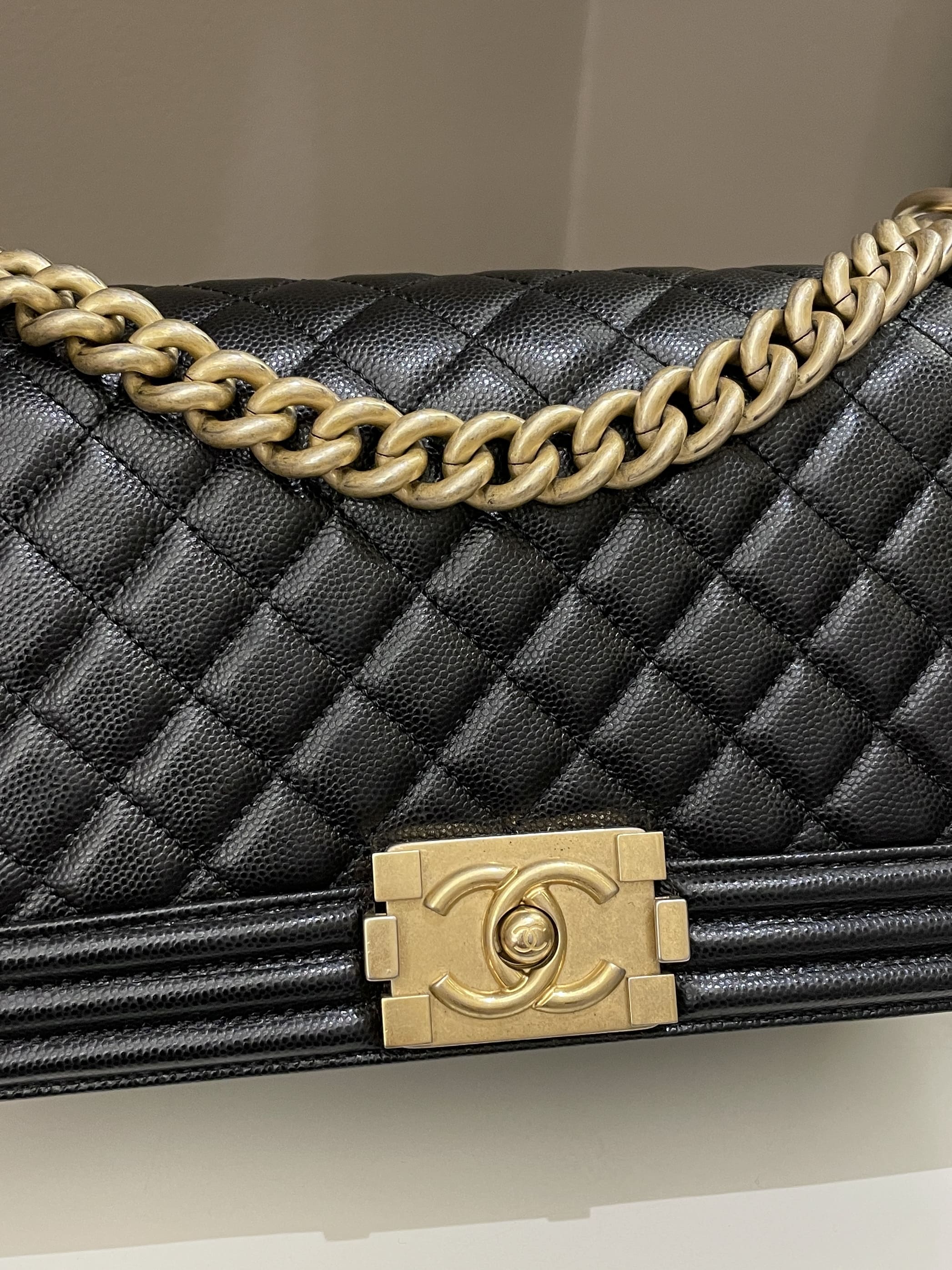 Chanel Quilted Boy Old Medium Black Caviar