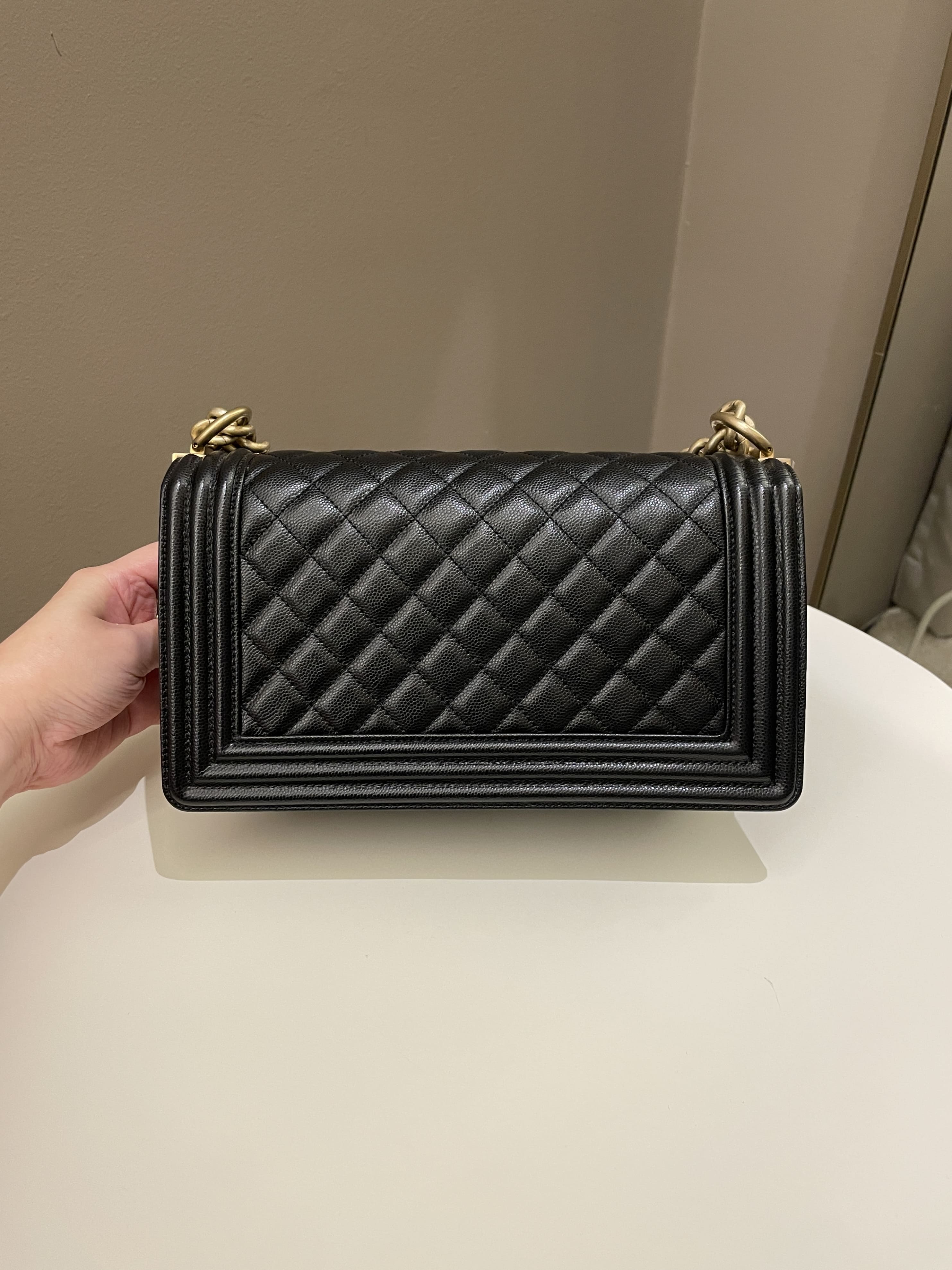 Chanel Quilted Boy Old Medium Black Caviar