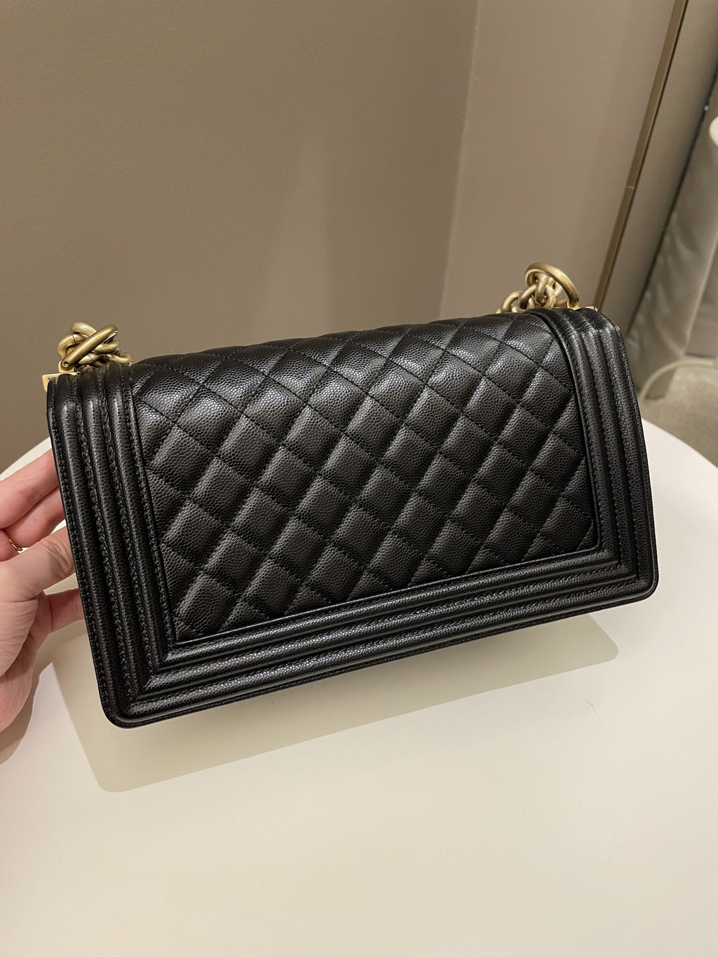 Chanel Quilted Boy Old Medium Black Caviar