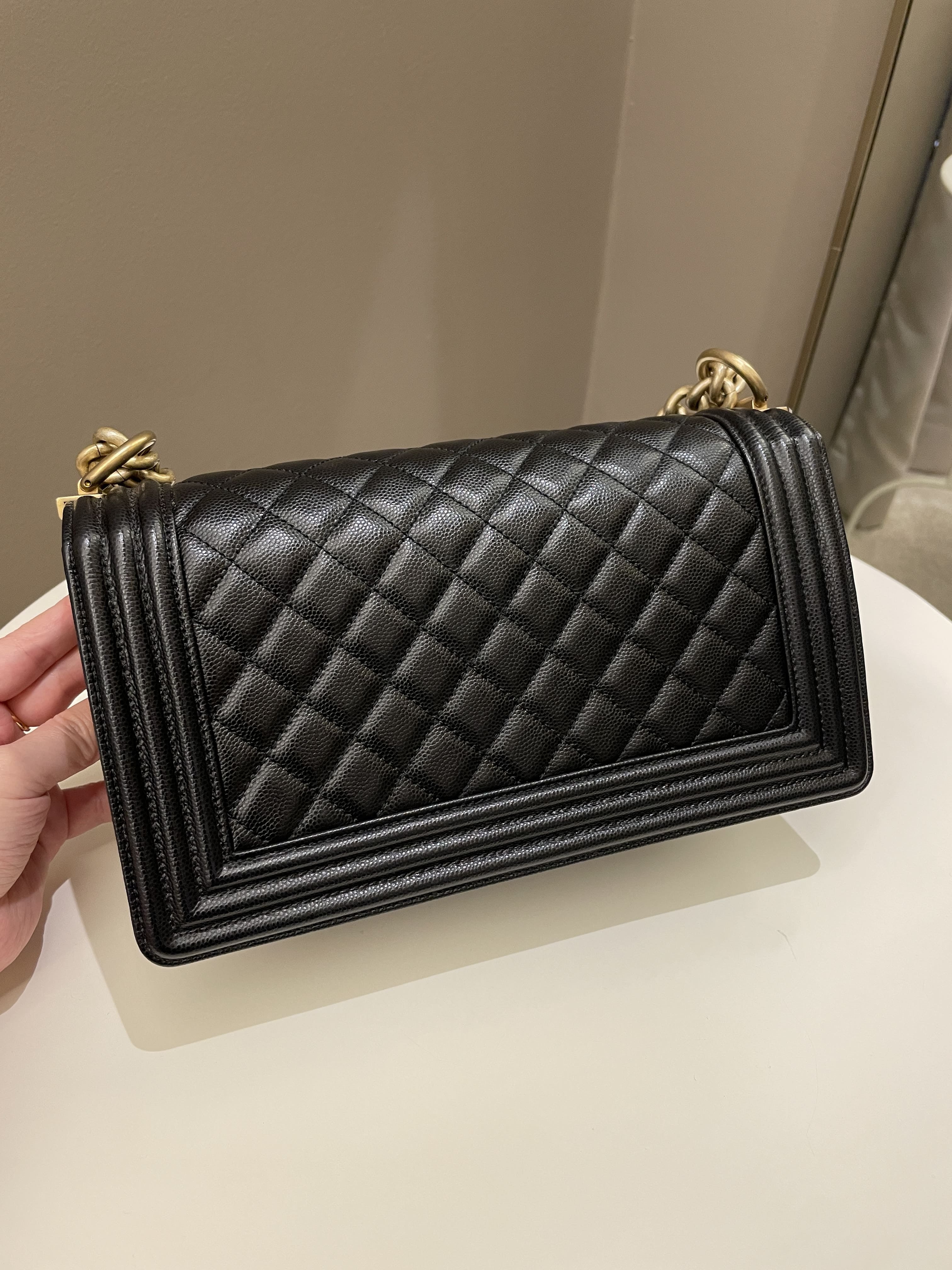 Chanel Quilted Boy Old Medium Black Caviar