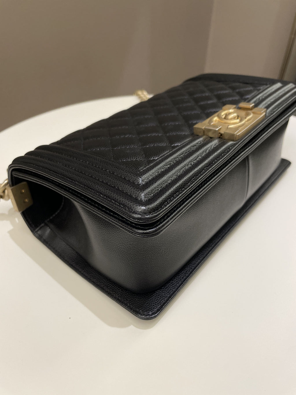 Chanel Quilted Boy Old Medium Black Caviar