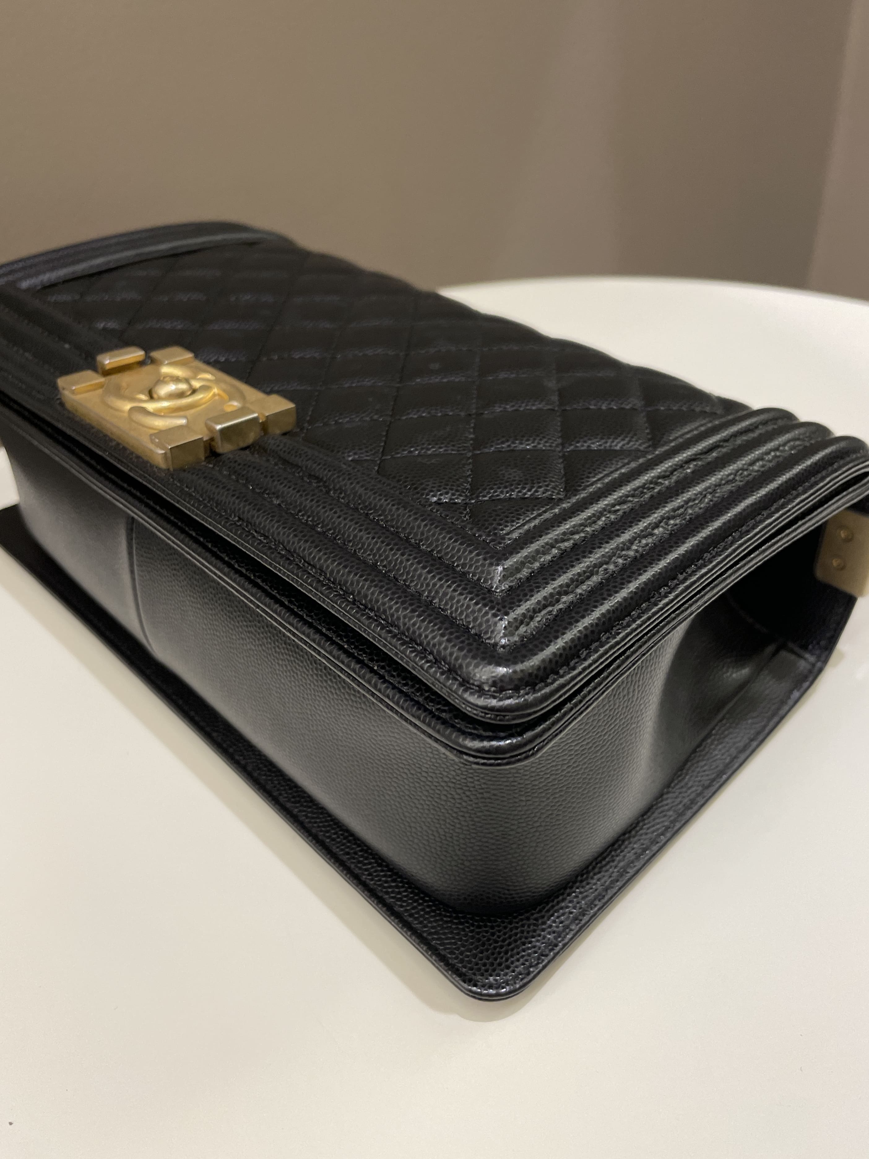Chanel Quilted Boy Old Medium Black Caviar