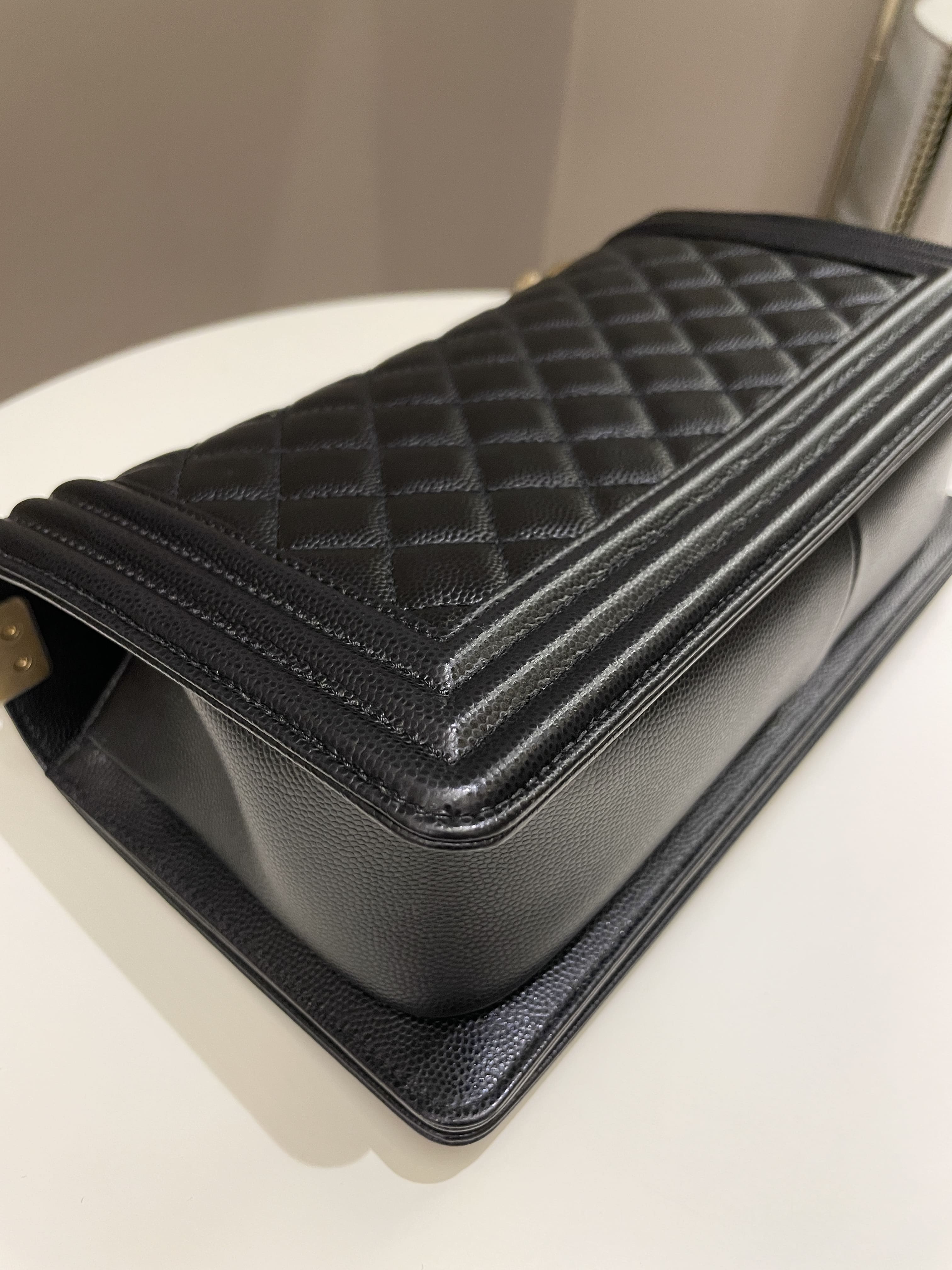 Chanel Quilted Boy Old Medium Black Caviar