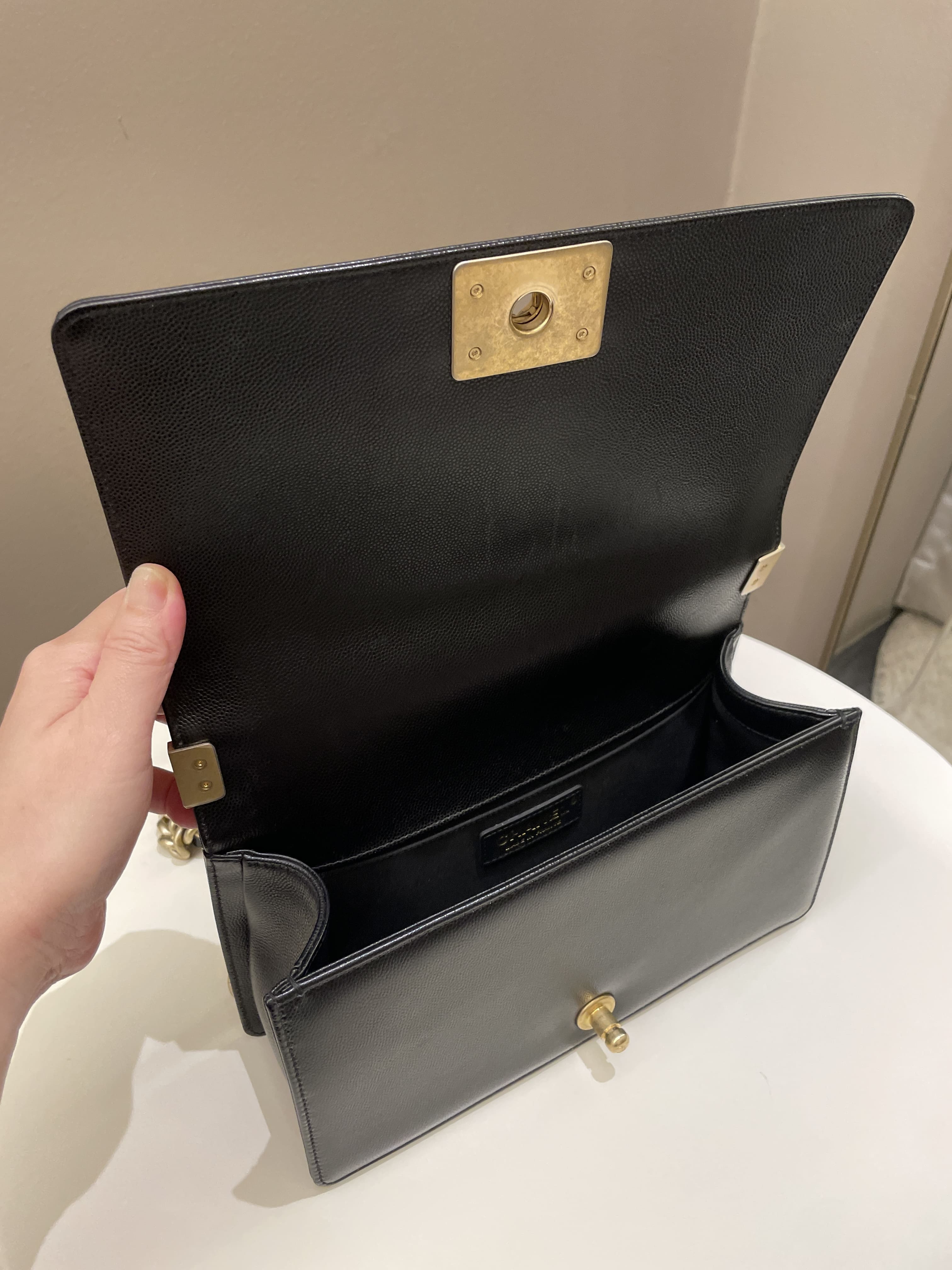 Chanel Quilted Boy Old Medium Black Caviar