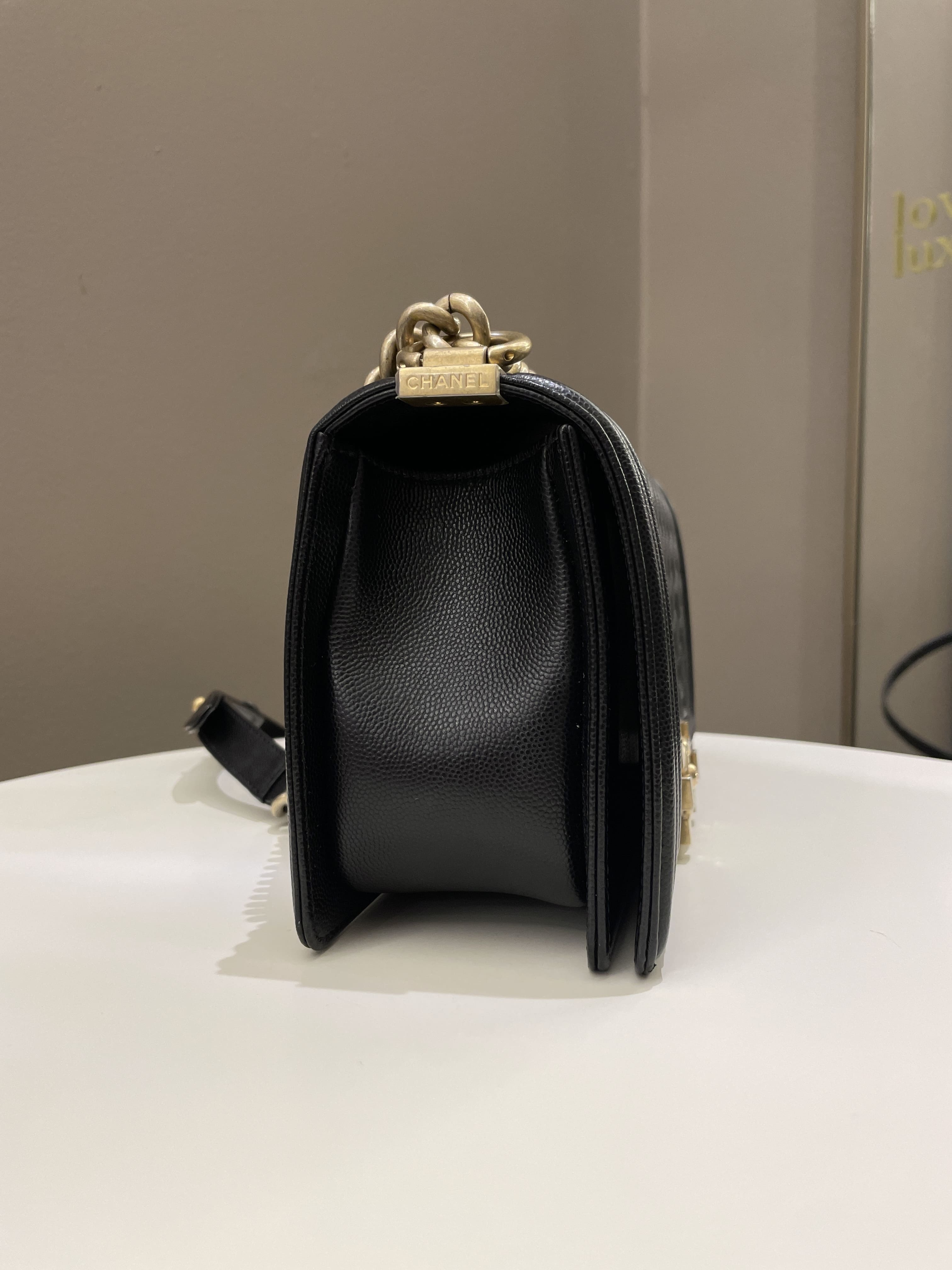 Chanel Quilted Boy Old Medium Black Caviar