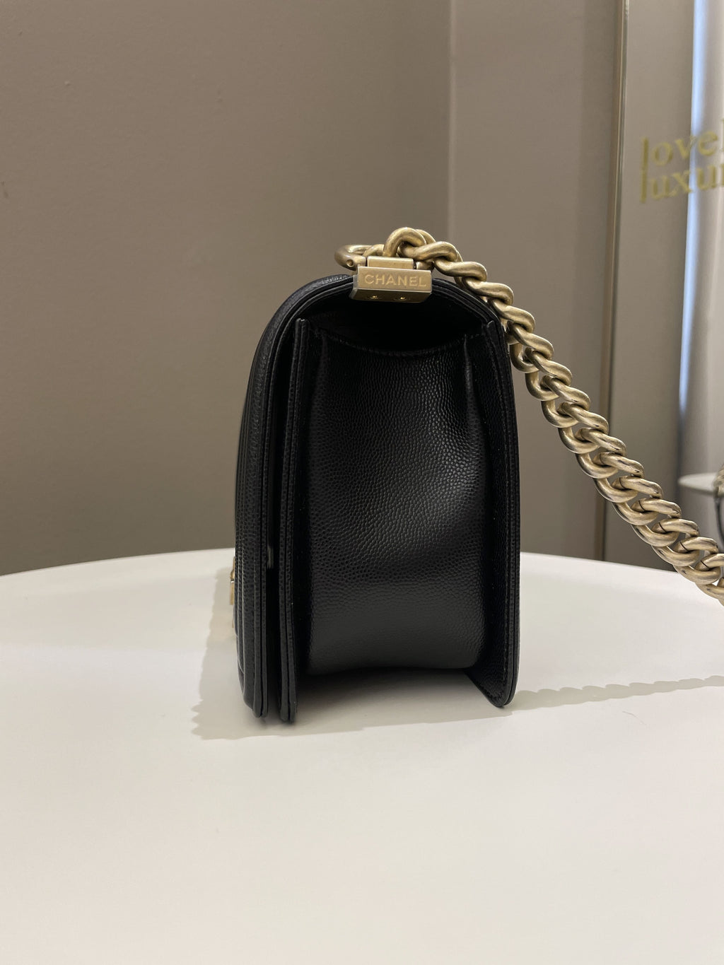 Chanel Quilted Boy Old Medium Black Caviar