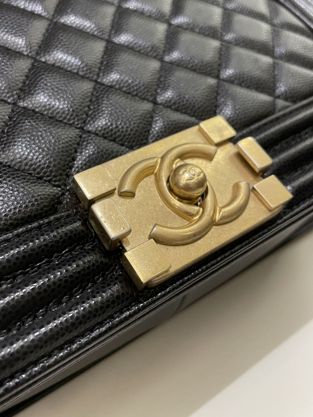 Chanel Quilted Boy Old Medium Black Caviar