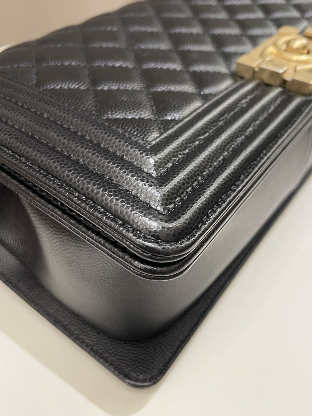 Chanel Quilted Boy Old Medium Black Caviar