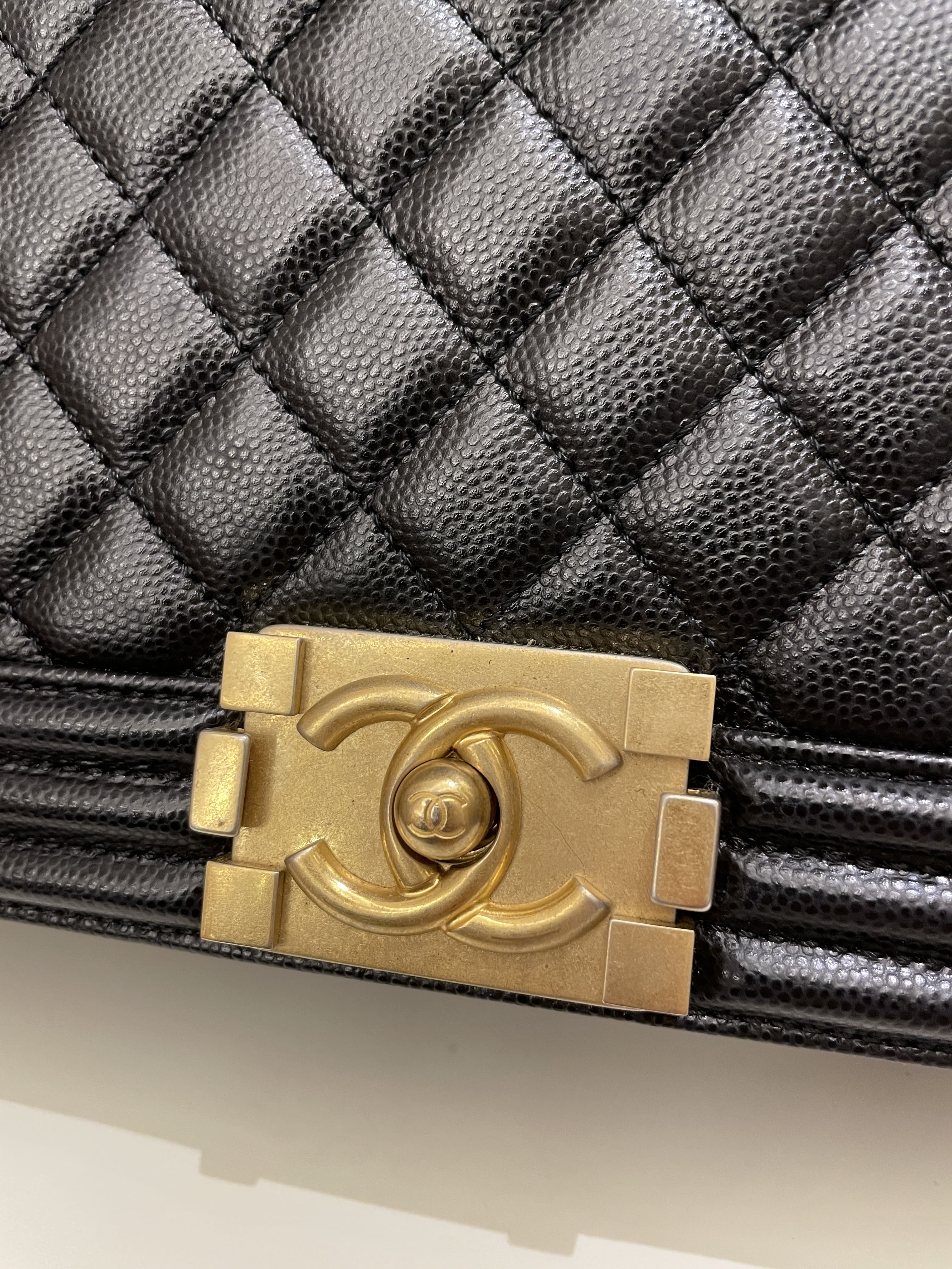 Chanel Quilted Boy Old Medium Black Caviar