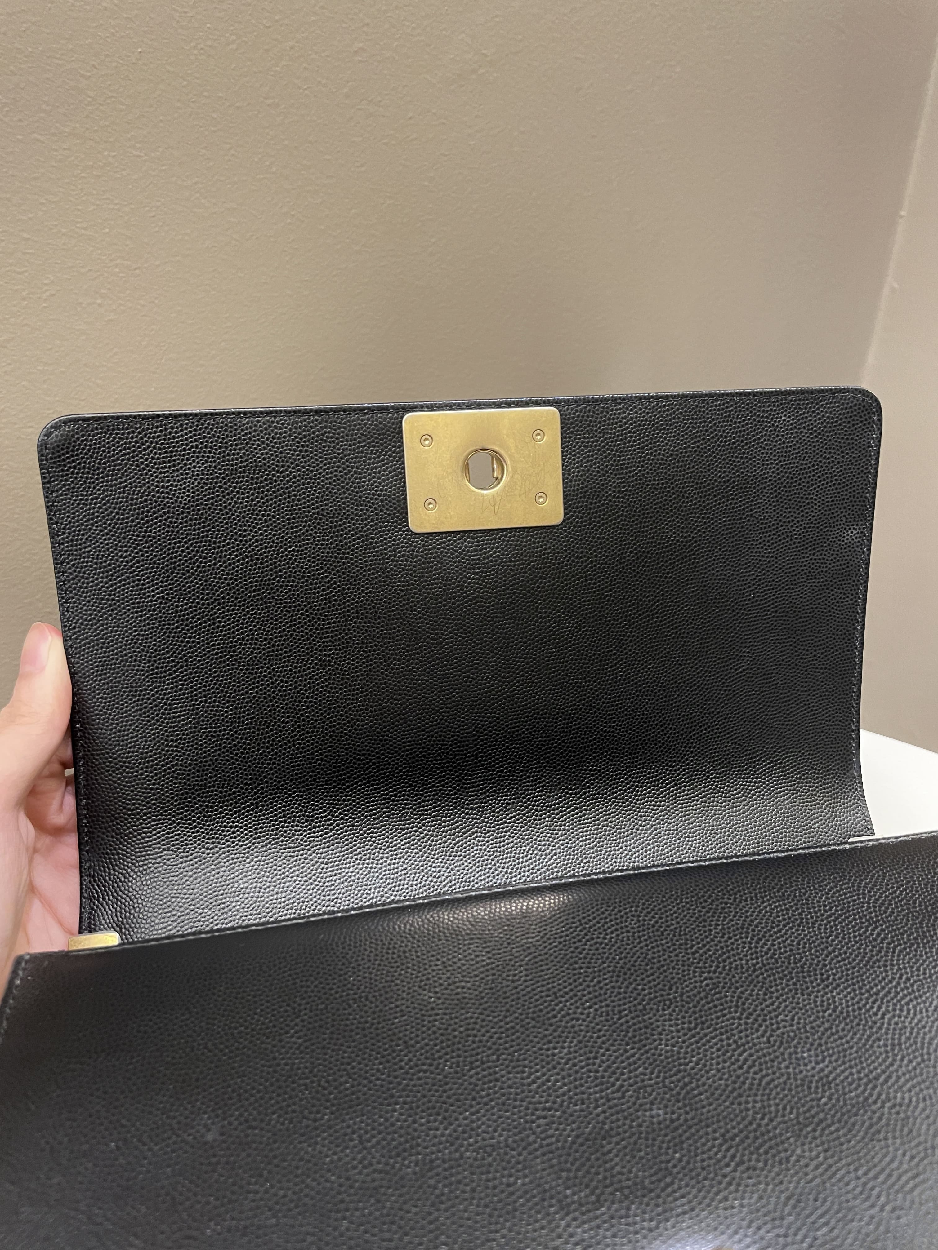Chanel Quilted Boy Old Medium Black Caviar
