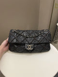 Chanel Ultra Stitch Classic Flap Black Distressed Leather