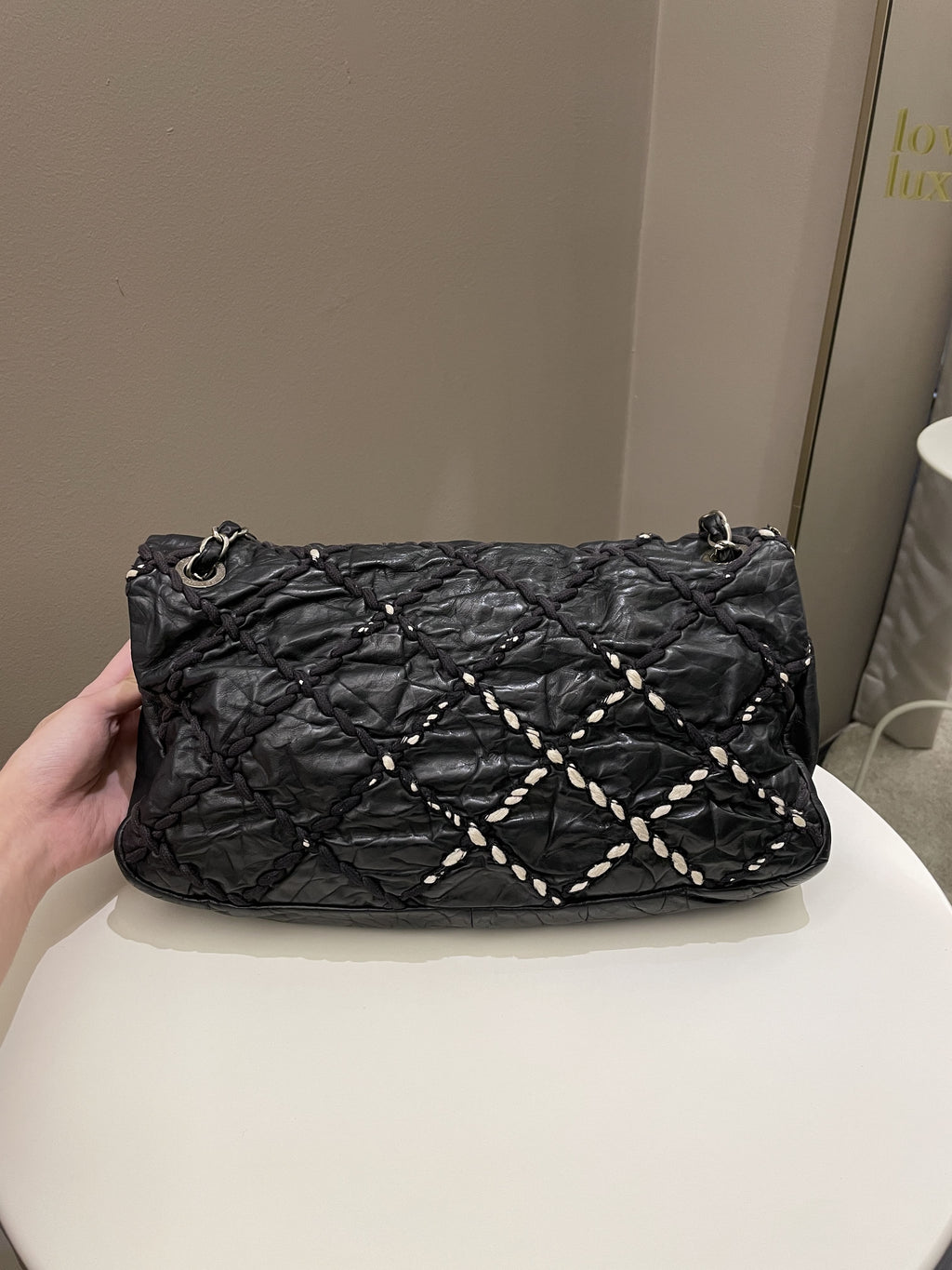 Chanel Ultra Stitch Classic Flap Black Distressed Leather